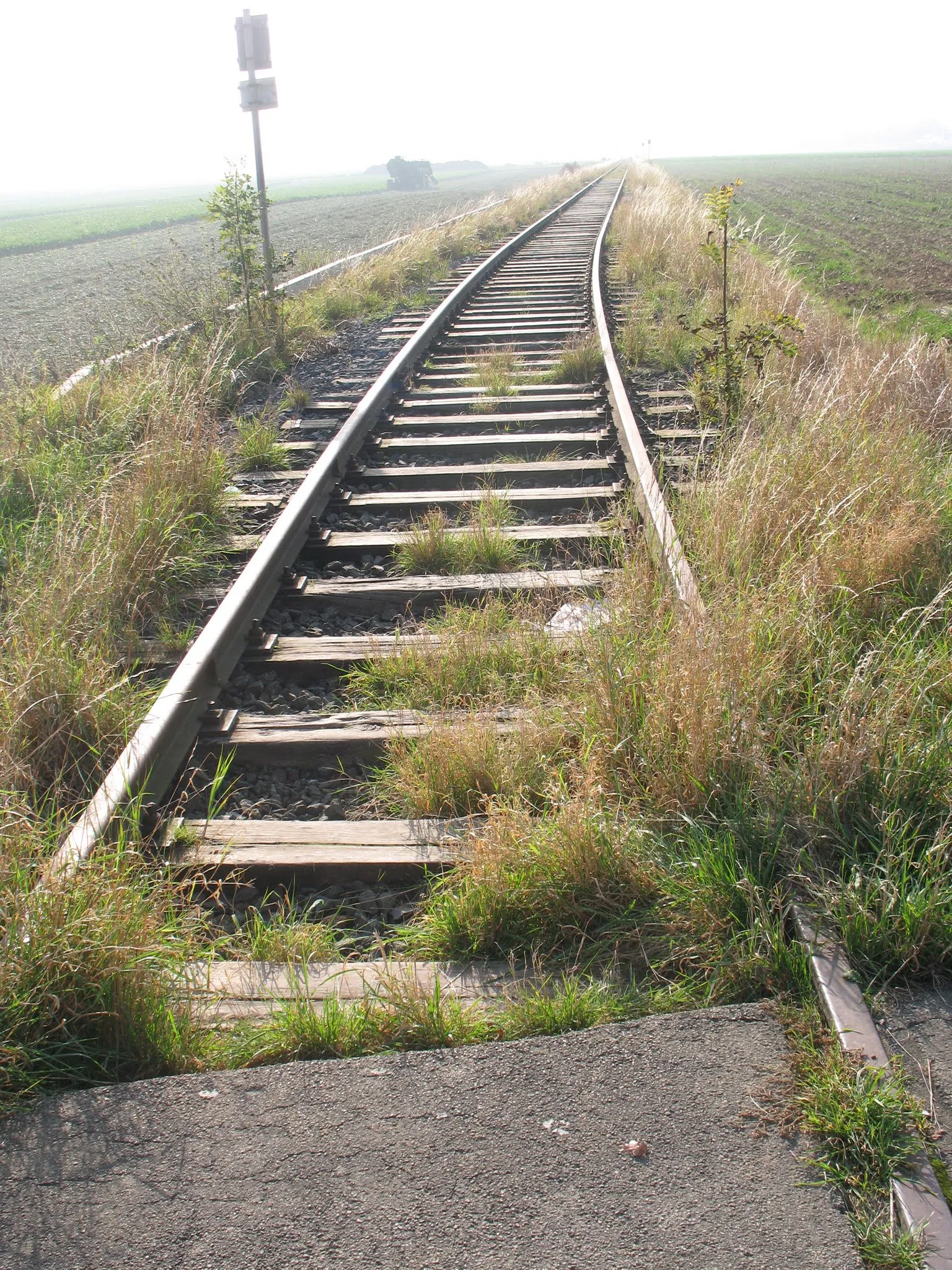 Photo showing: Eisenbahnstrecke zum ehemaligen BW-Depot, Blick nach Süd-Westen, am Horizont der Hürtgenwald, 24.10.2012