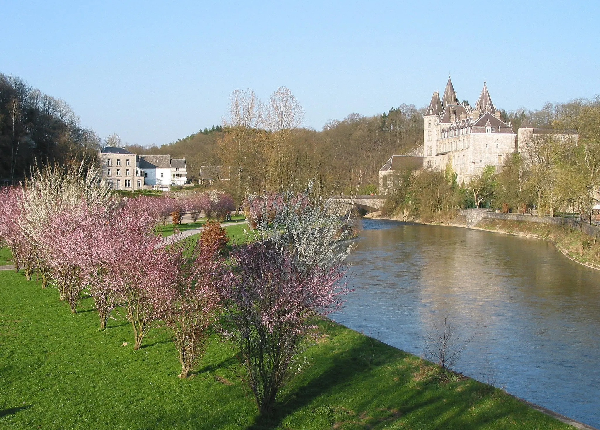 Photo showing: Durbuy (Belgium), the Ourthe river and the castle.