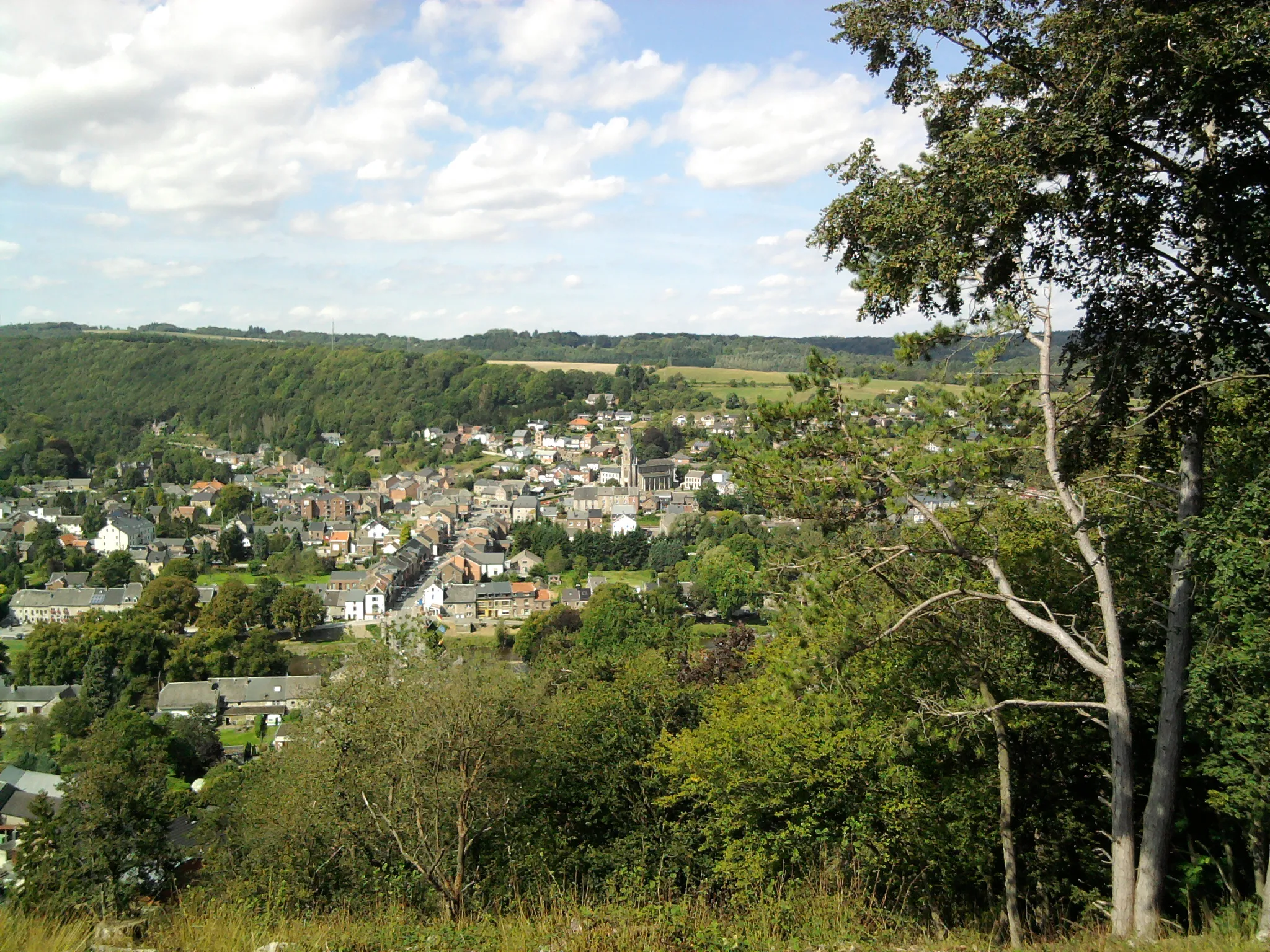 Photo showing: Panorama du village de Hamoir depuis le rocher de Coisse