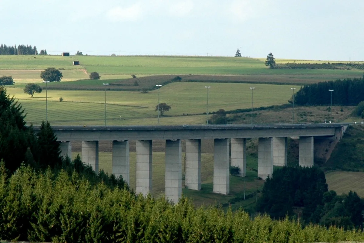 Photo showing: Our Valley Bridge on A27 (Belgium) / A60 (Germany)