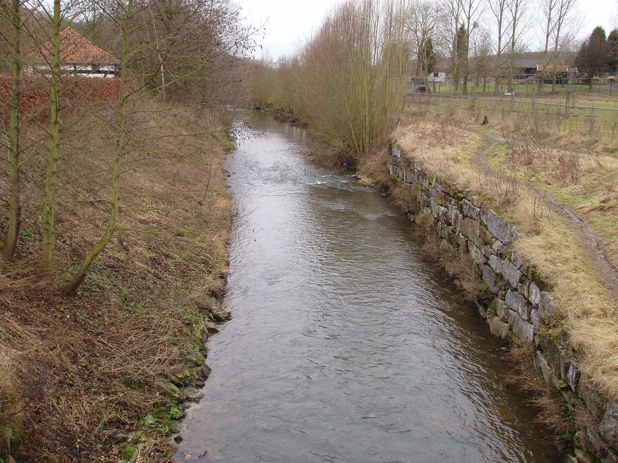 Photo showing: river Geleenbeek near Heisterbruggermolen, Schinnen, Watermill, Limburg, Netherlands