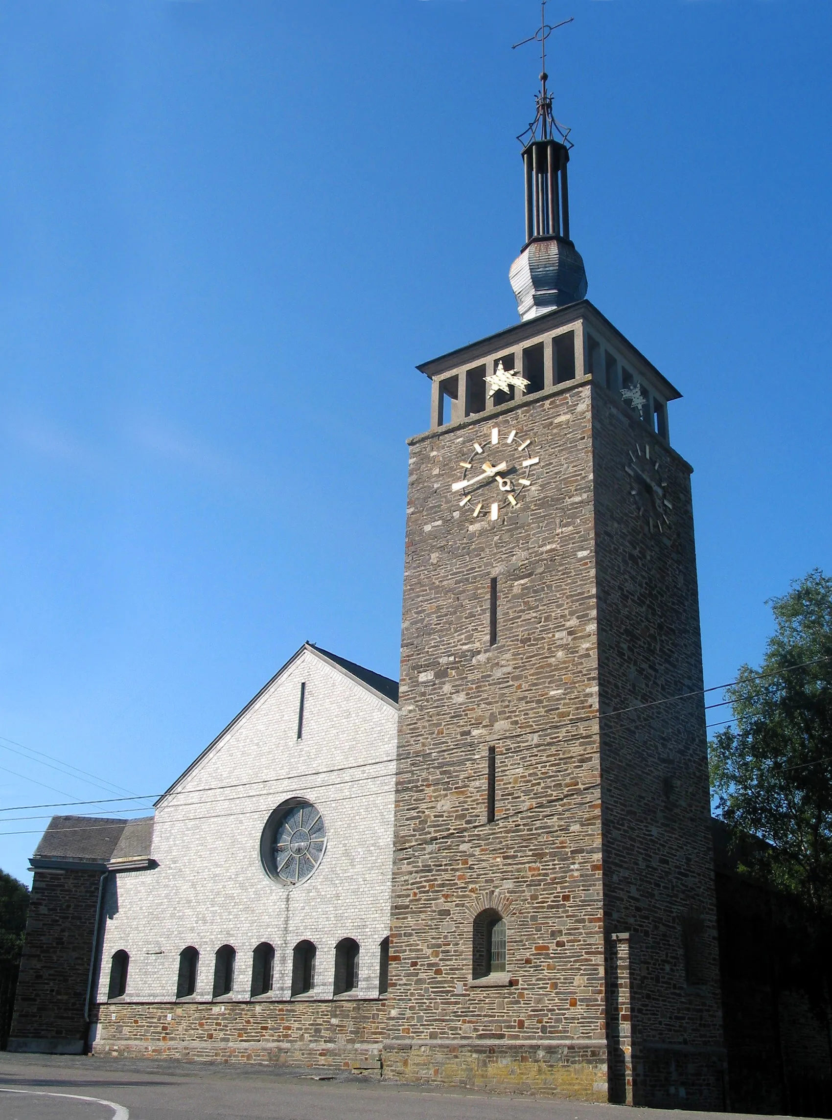 Photo showing: Tenneville (Belgium), the Notre-Dame de Bauraing church (1957).