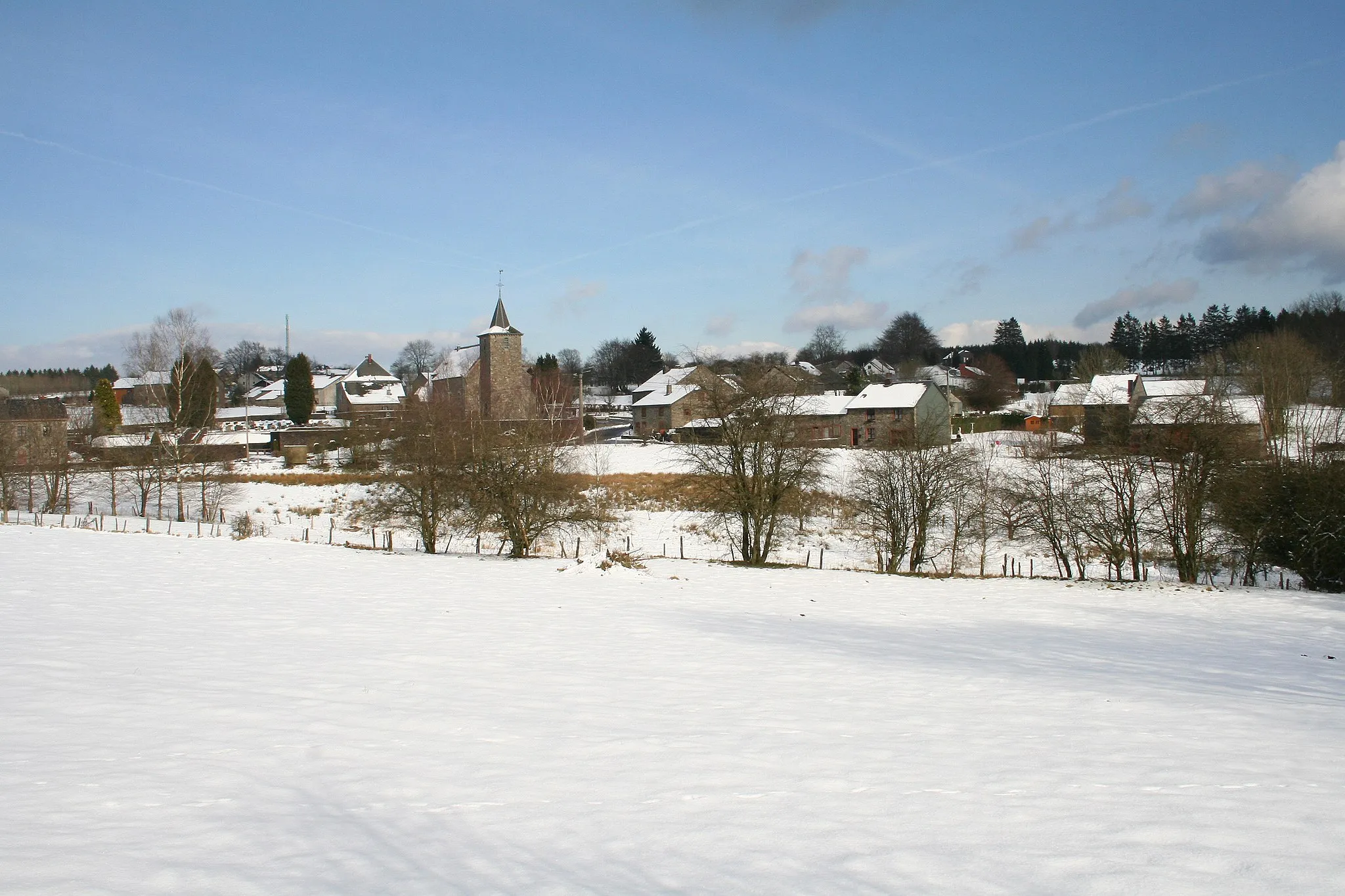 Photo showing: Samrée (Belgium), the village in the winter.