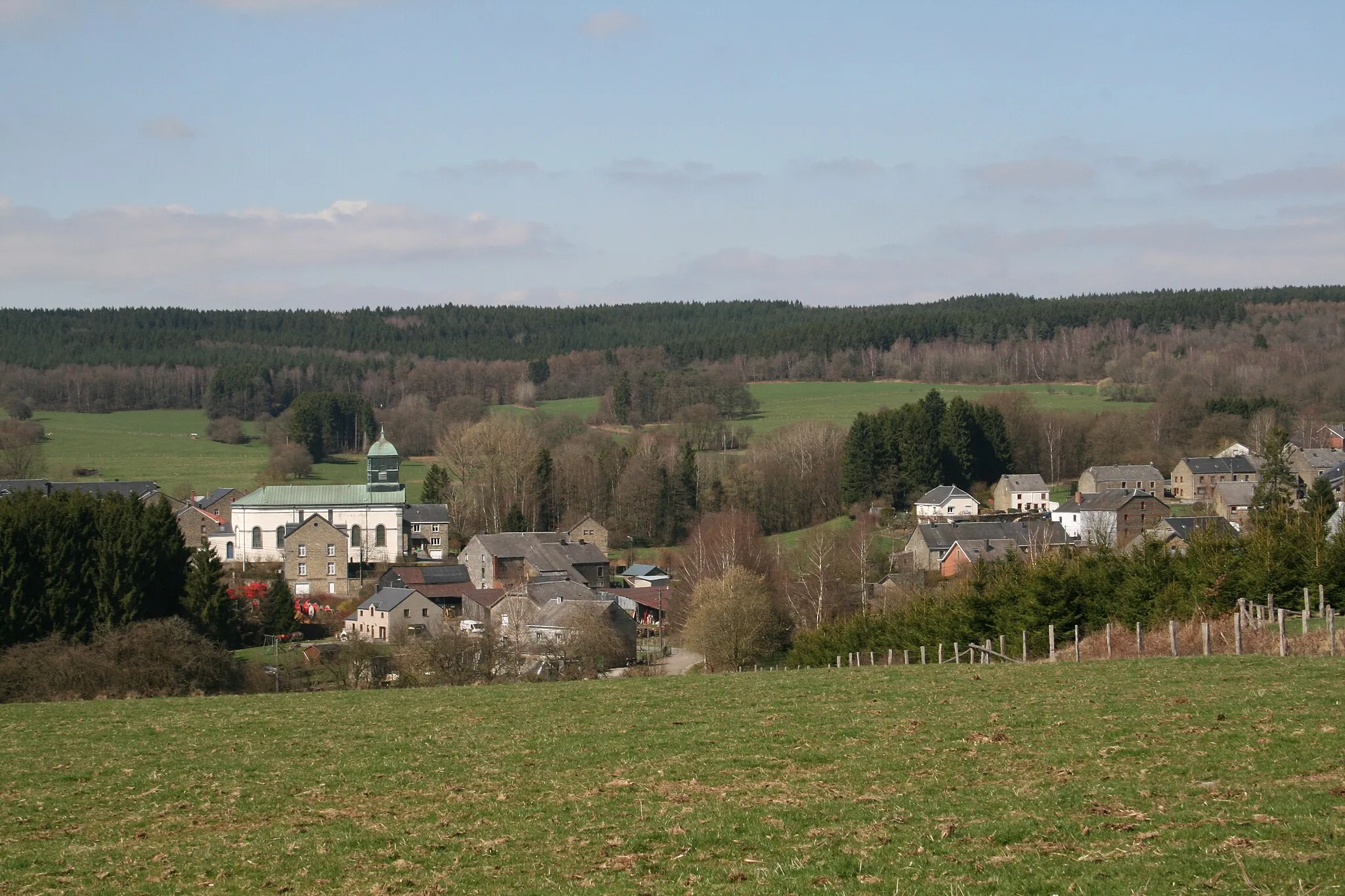 Photo showing: Arville (Saint-Hubert) (Belgium), rue de Wacomont - The village seen from the south.