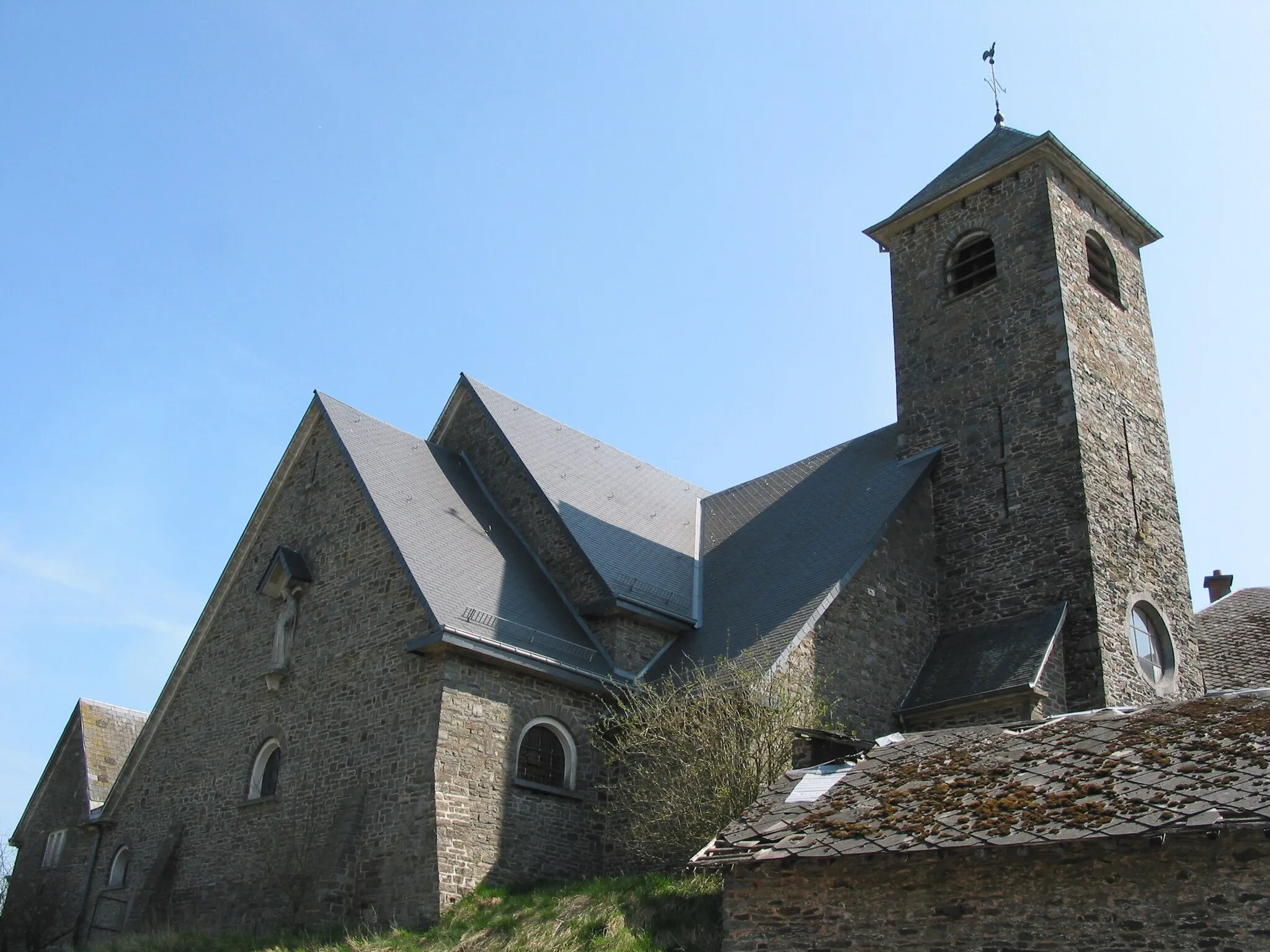 Photo showing: Compogne (Belgium), the St. Martin church (1949).