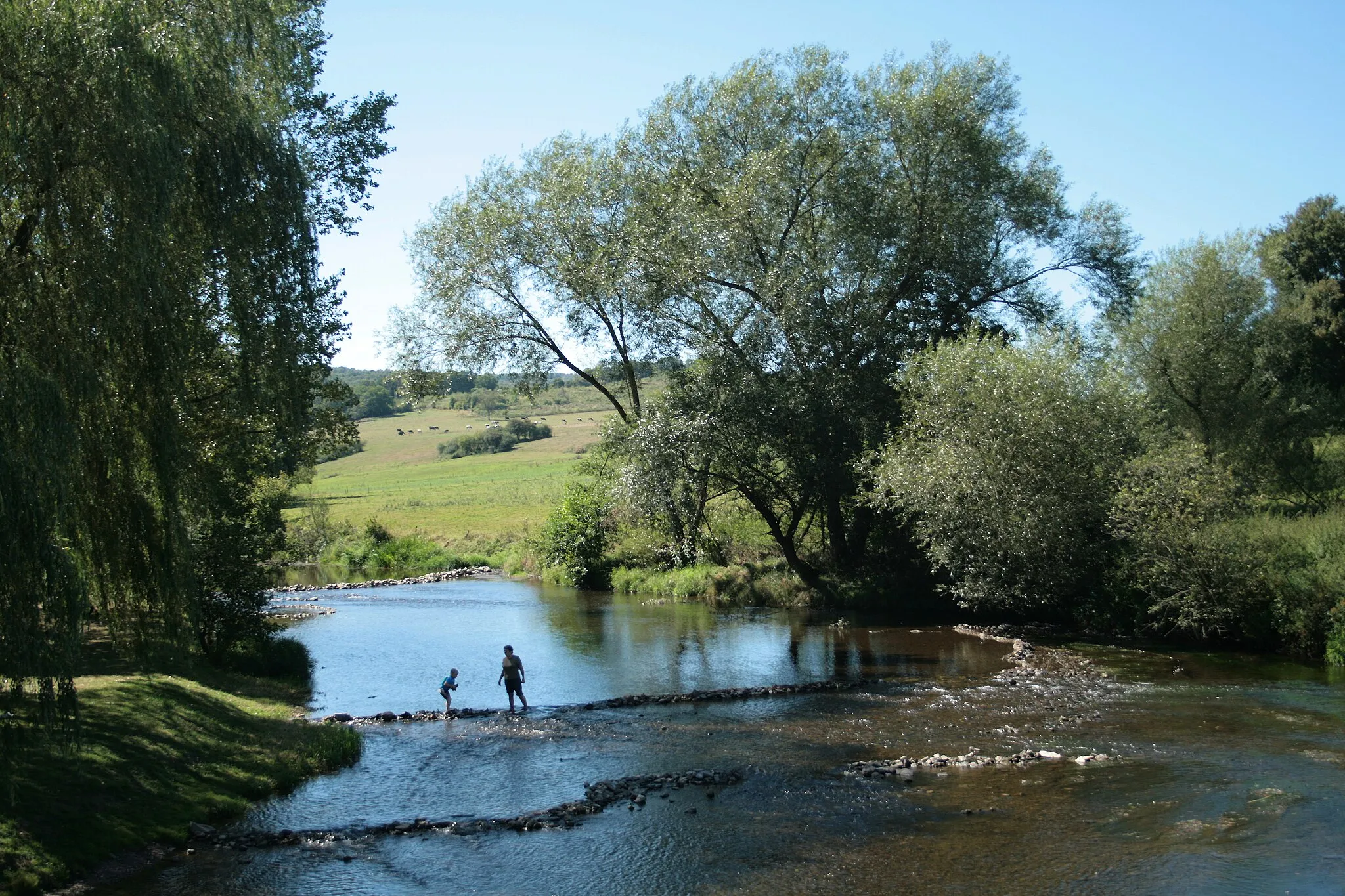 Photo showing: Treignes (Belgium), the Viroin river seen from the old bridge.