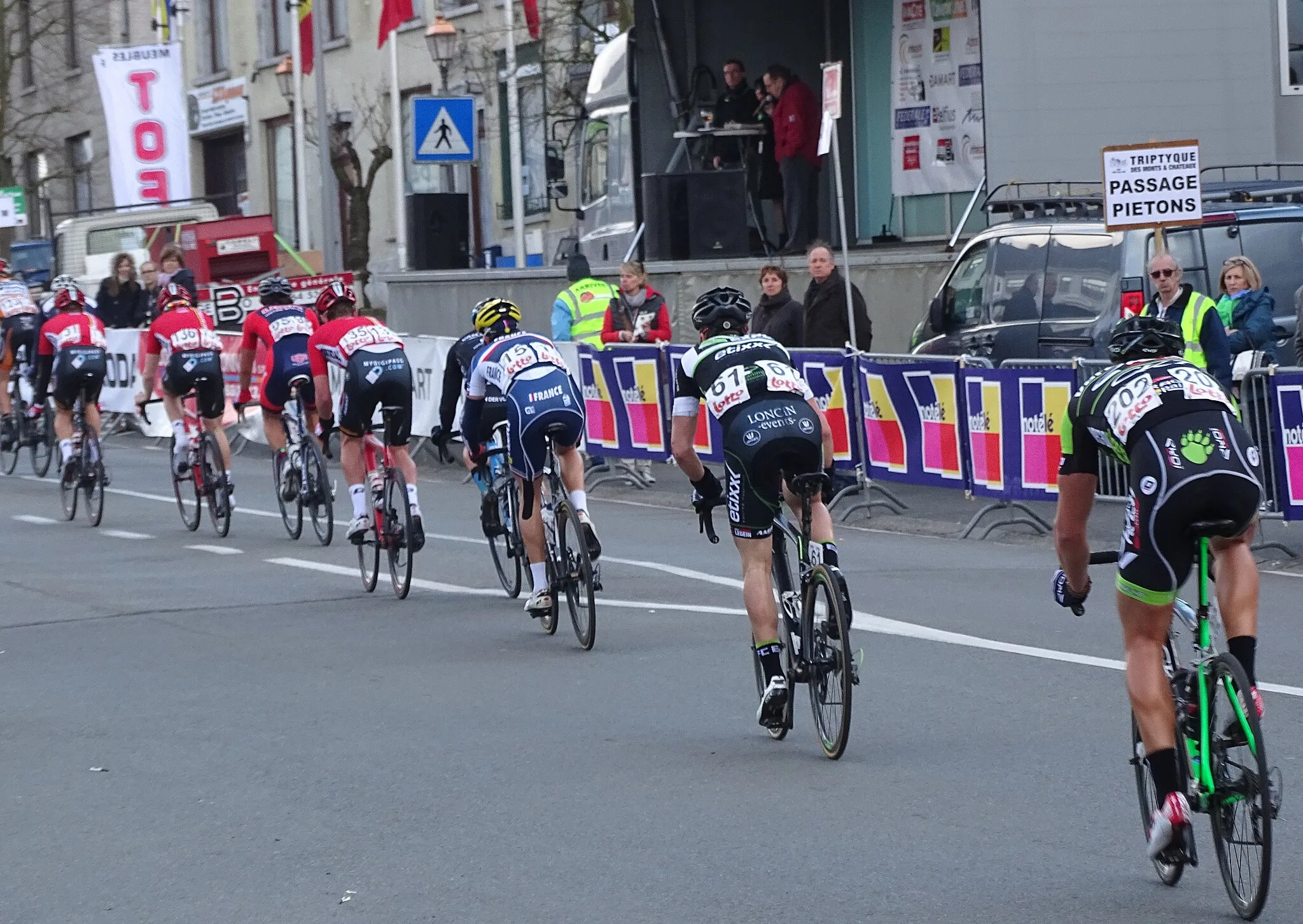 Photo showing: Triptyque des Monts et Châteaux 2015
Depicted person:  Thibault Nuns
Depicted team: Lotto-Soudal U23, Équipe nationale de France espoirs, EFC-Etixx, Veranclassic-Ekoï