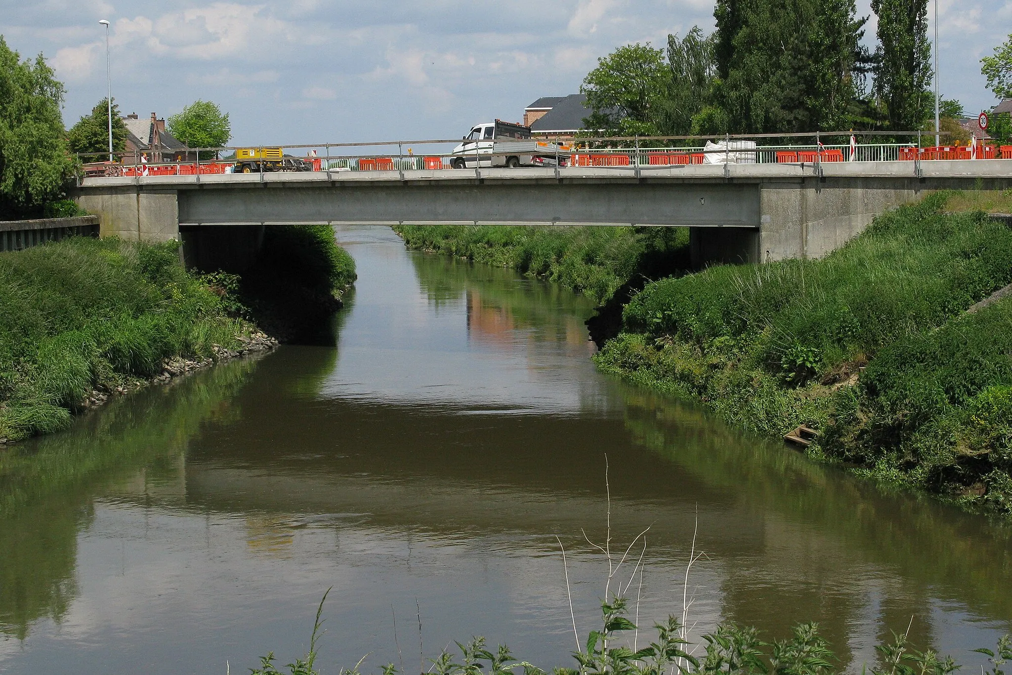 Photo showing: Werchterbrug over de Dijle in Werchter, net voorbij samenvloeiing van Dijle (linksonder) en Demer (rechtsonder)