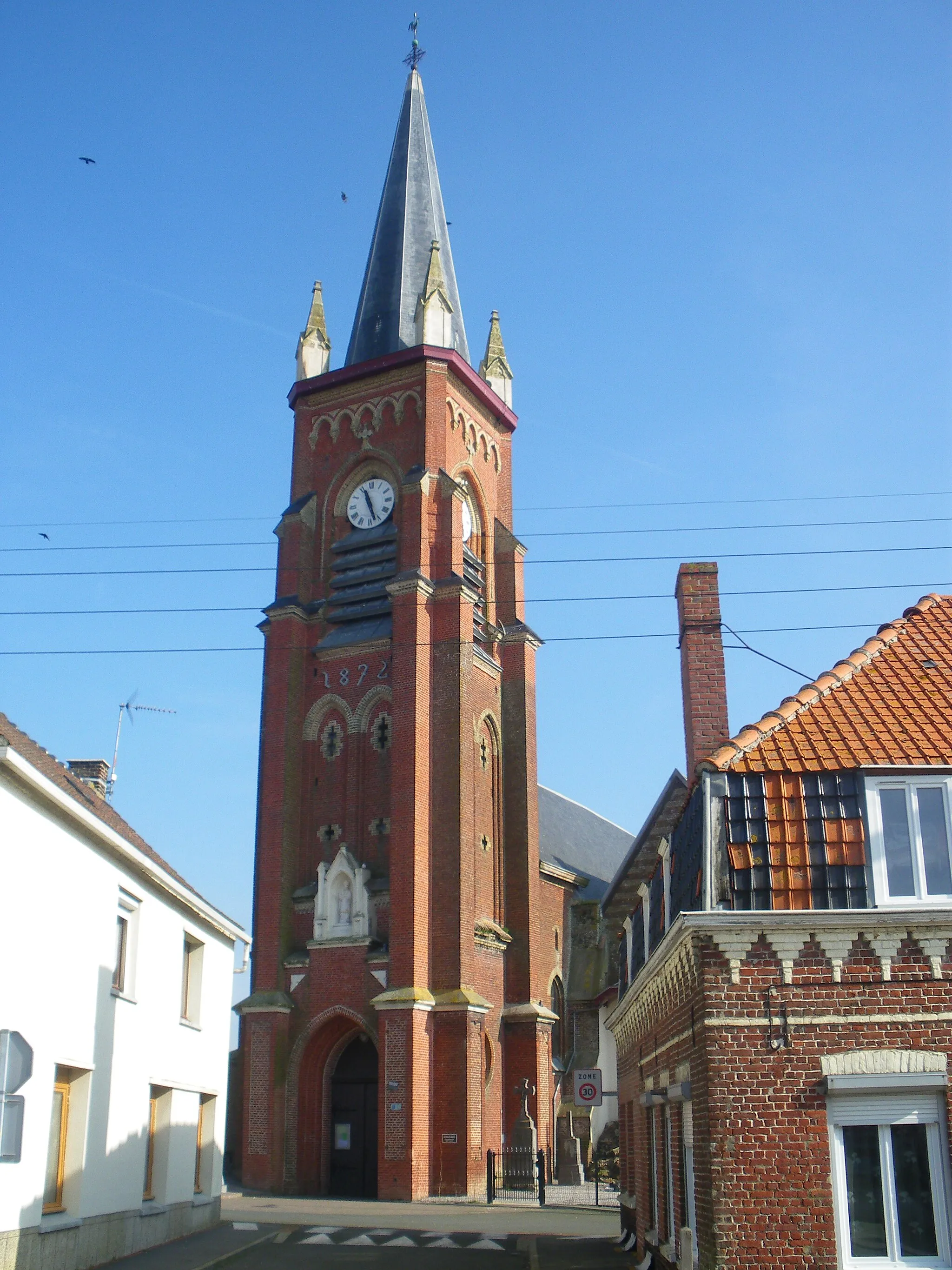 Photo showing: Vue de l'église Saint-Martin de Winnezeele.