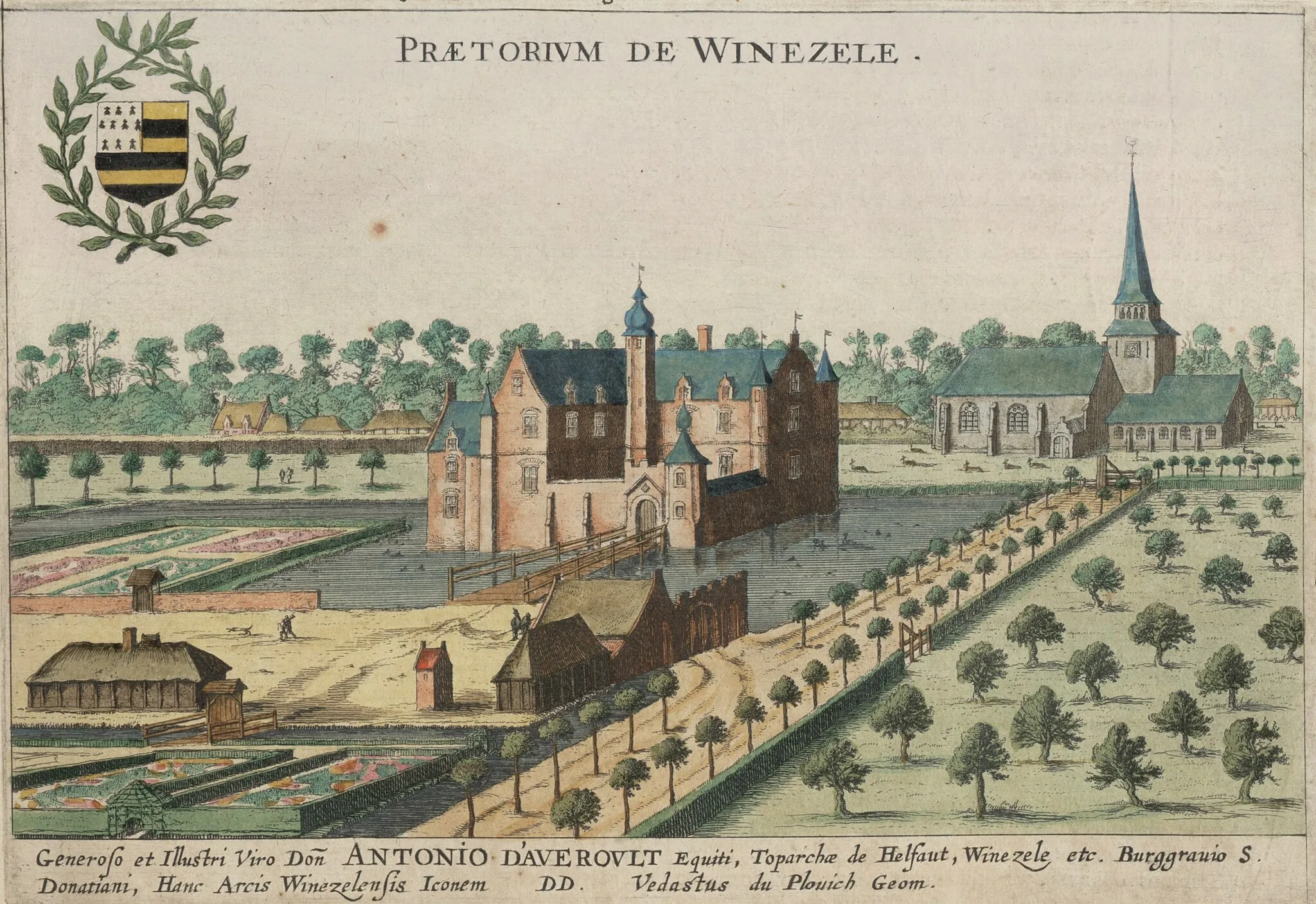 Photo showing: Le château de Winnezeele dans la première moitié du XVIIe siècle. De "Flandria Illustrata" par Antoine Sandérus, 1641-1644.