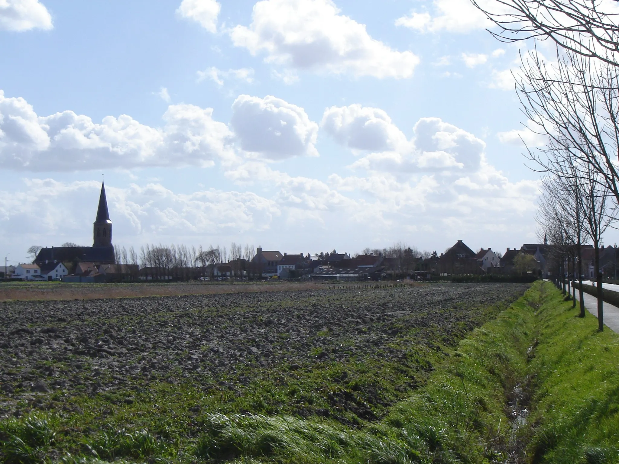 Photo showing: View on the village of Klemskerke, De Haan, West Flanders, Belgium, as seen from the road to De Haan Center
