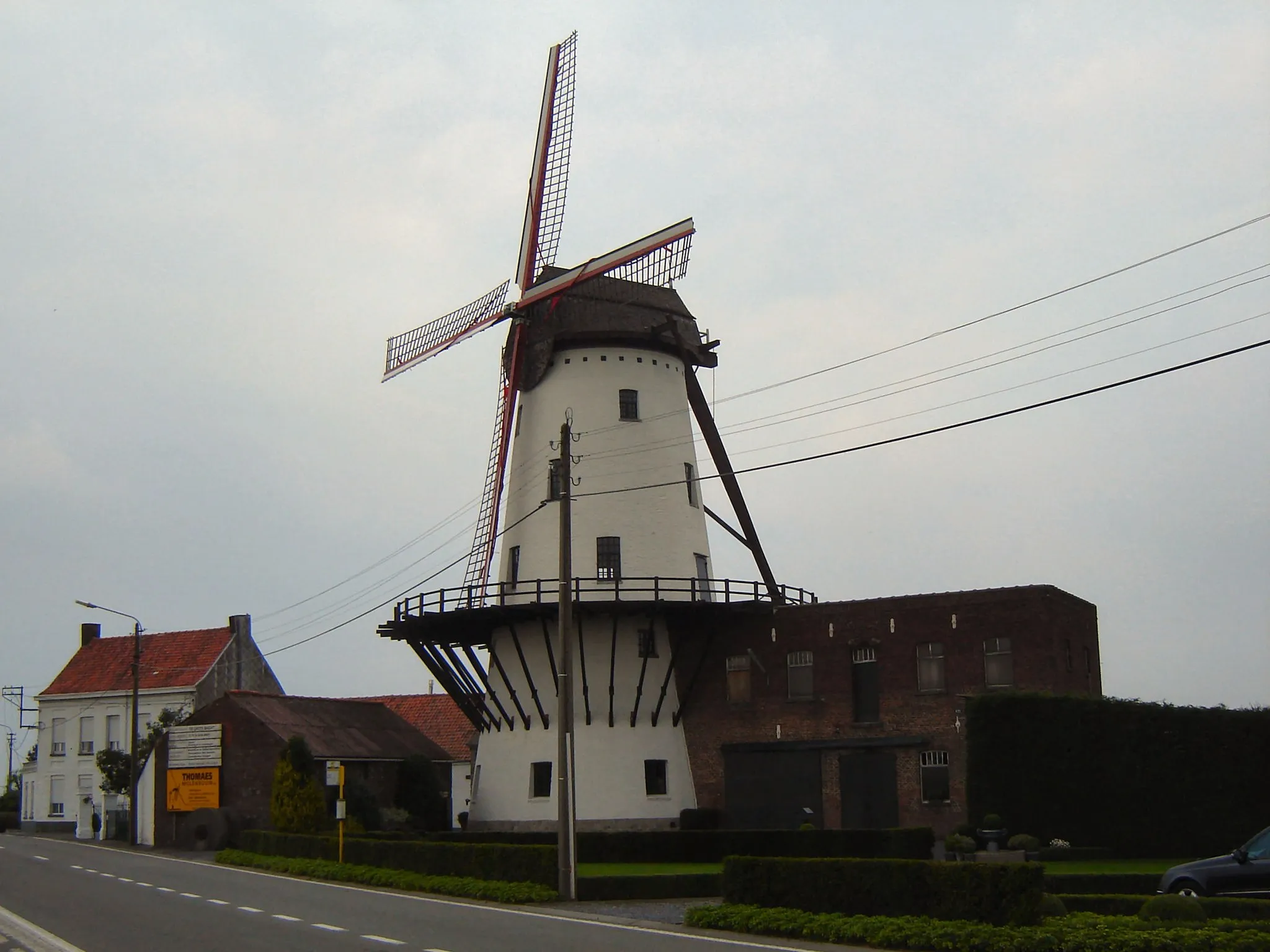 Photo showing: "De Grote Macht" windmill in Moorsele, Wevelgem, West-Flanders, Belgium