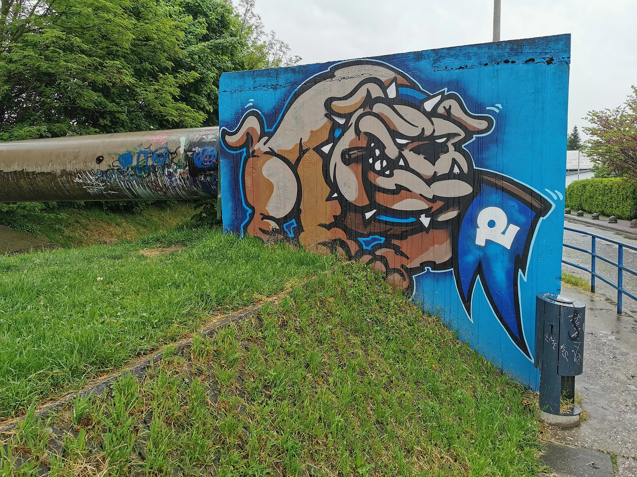 Photo showing: Dinamo graffiti on pipeworks on stream Črnomerec