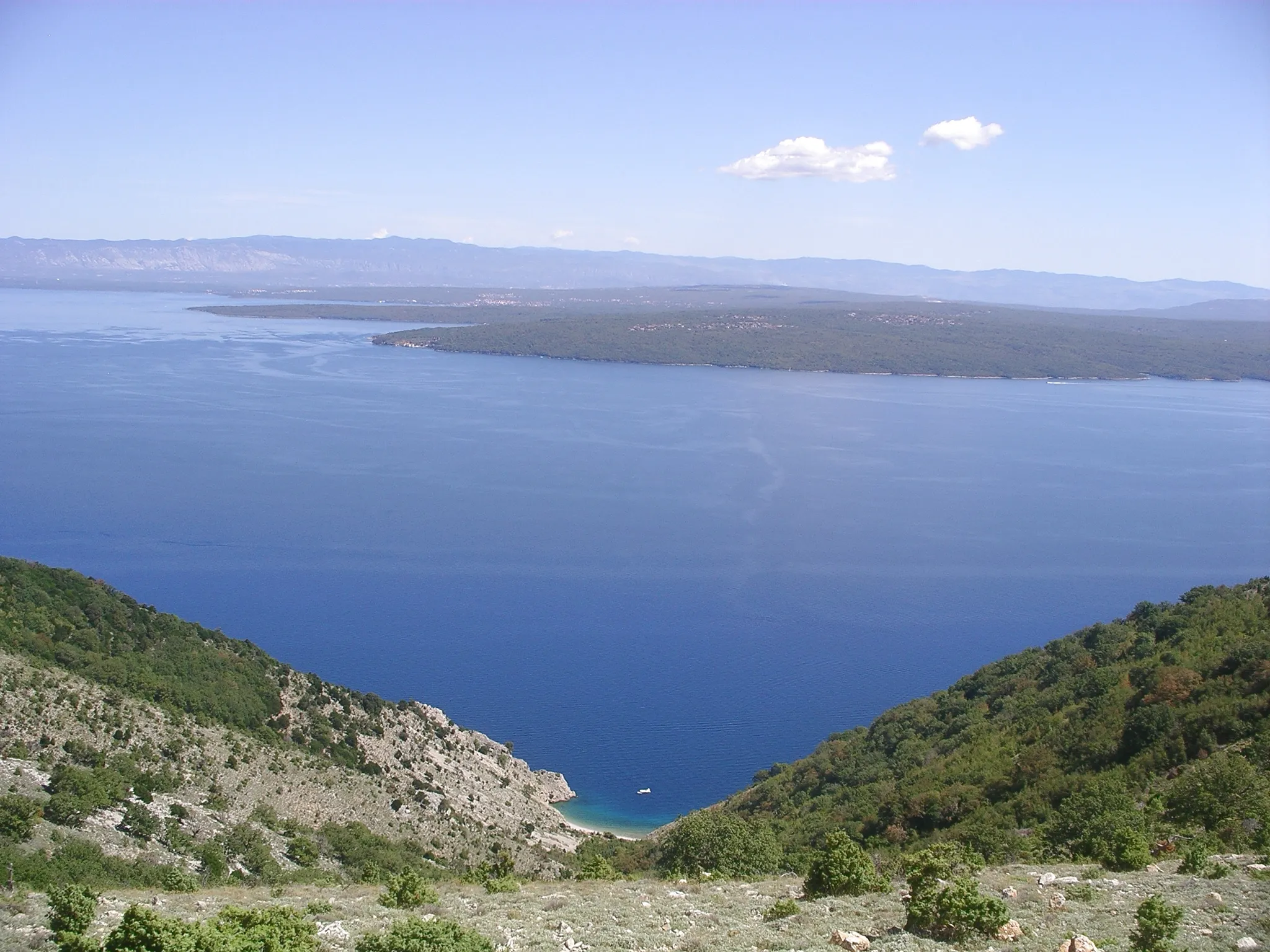 Photo showing: The island of Krk seen from island of Cres, Croatia