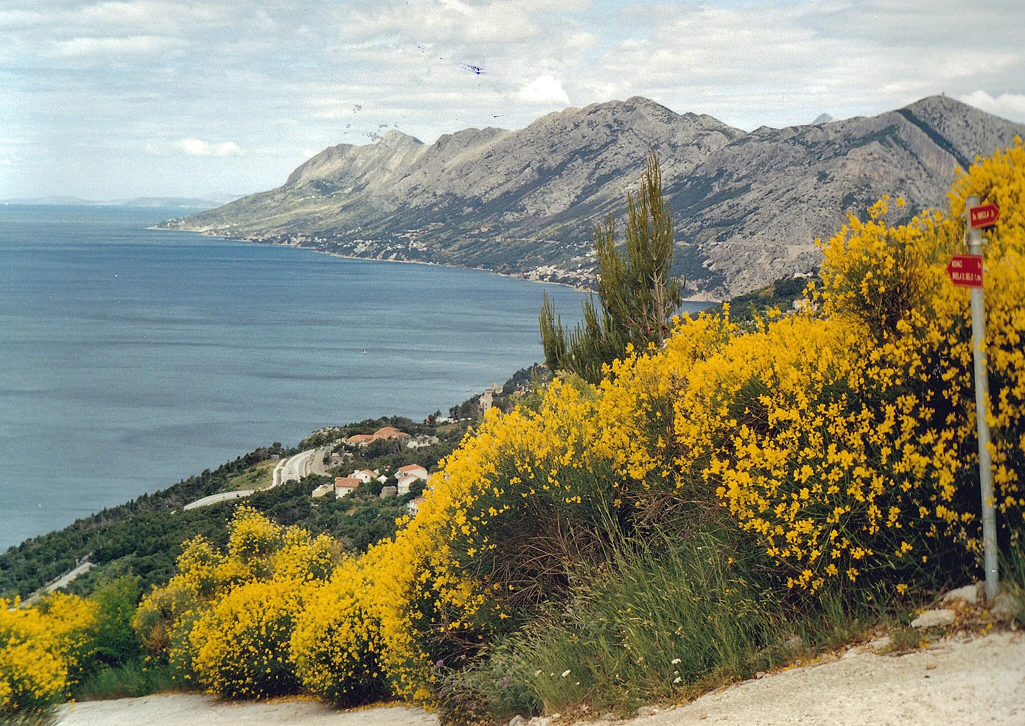 Photo showing: Blick zum nördlichen Teil des Biokovo-Gebirges (nördlich von Brela) in Dalmatien im Mai 2006 (Scan vom Analogbild)