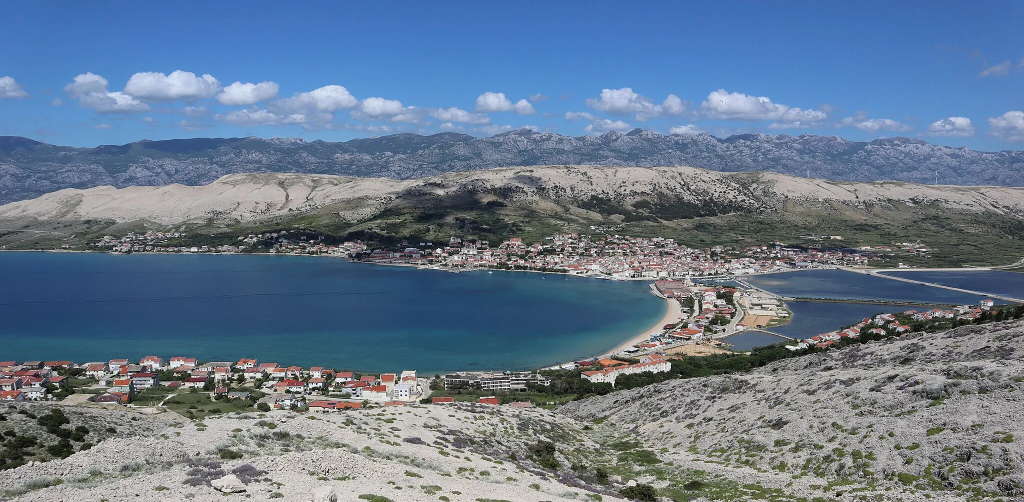 Photo showing: Town of Pag on the Island of Pag, Croatia (view W).