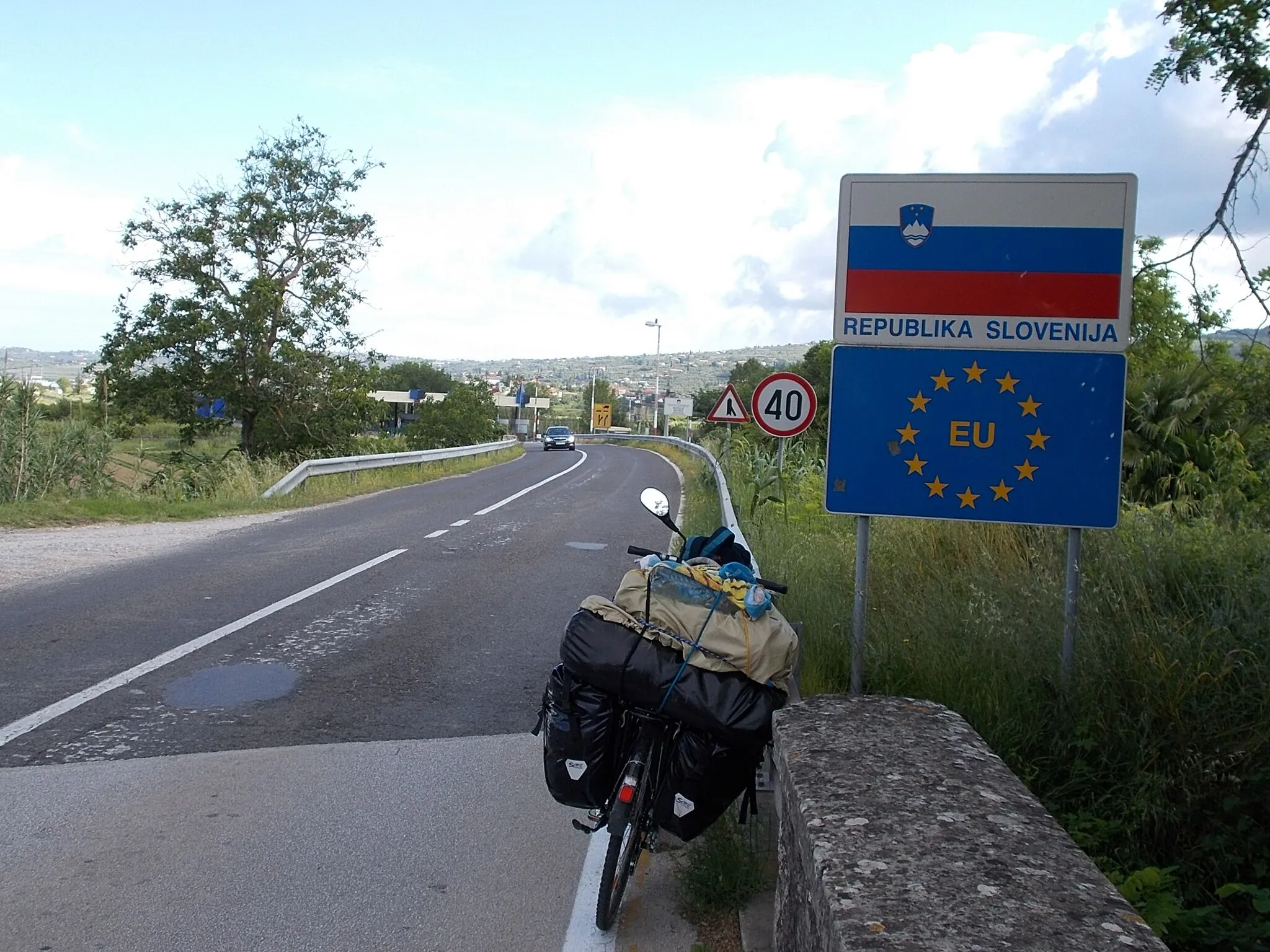Photo showing: Piran - Sečovlje - horvát-szlovén határátkelőhely