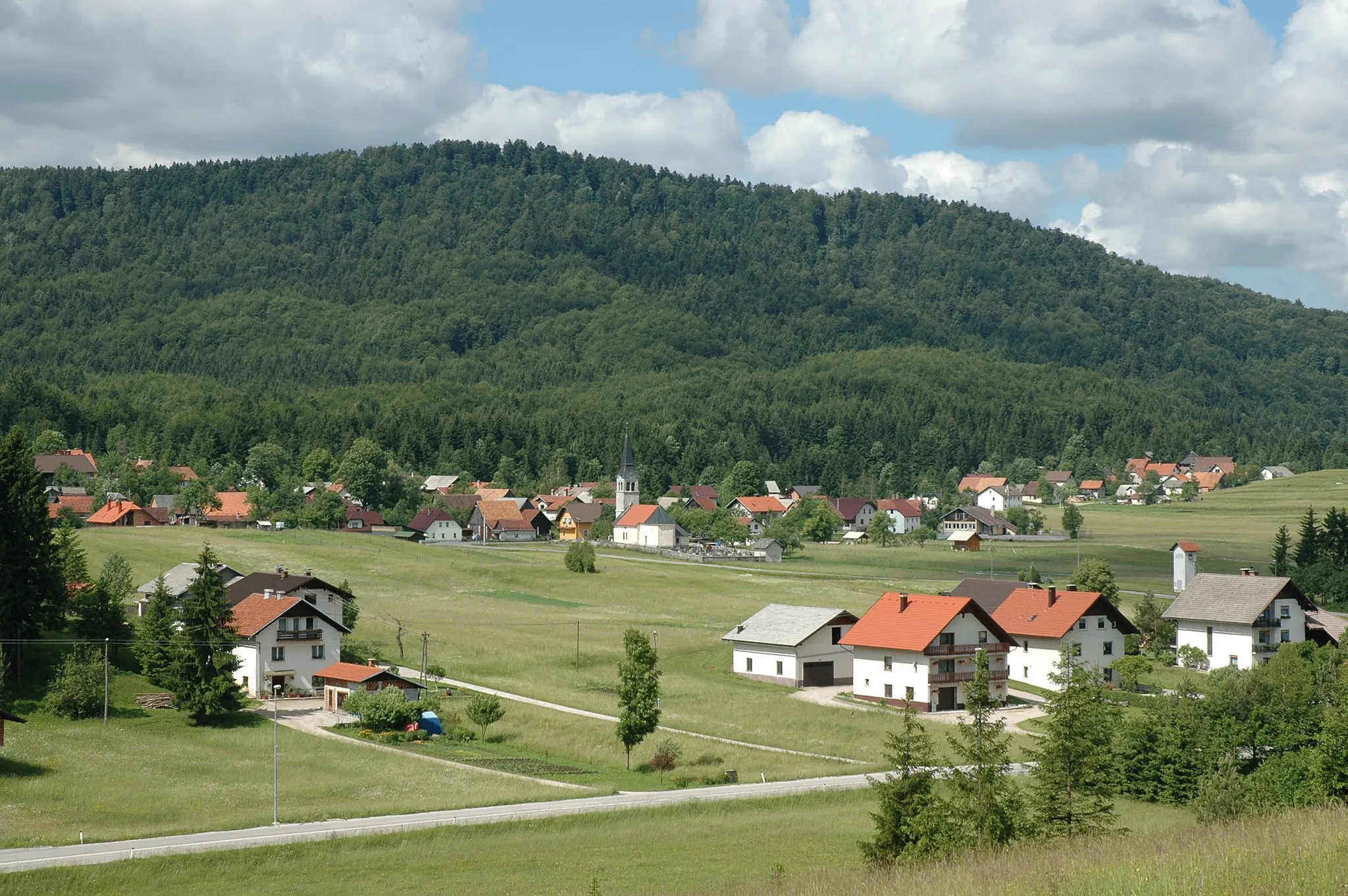 Photo showing: A view of the south-eastern part of Babno Polje village, Slovenia