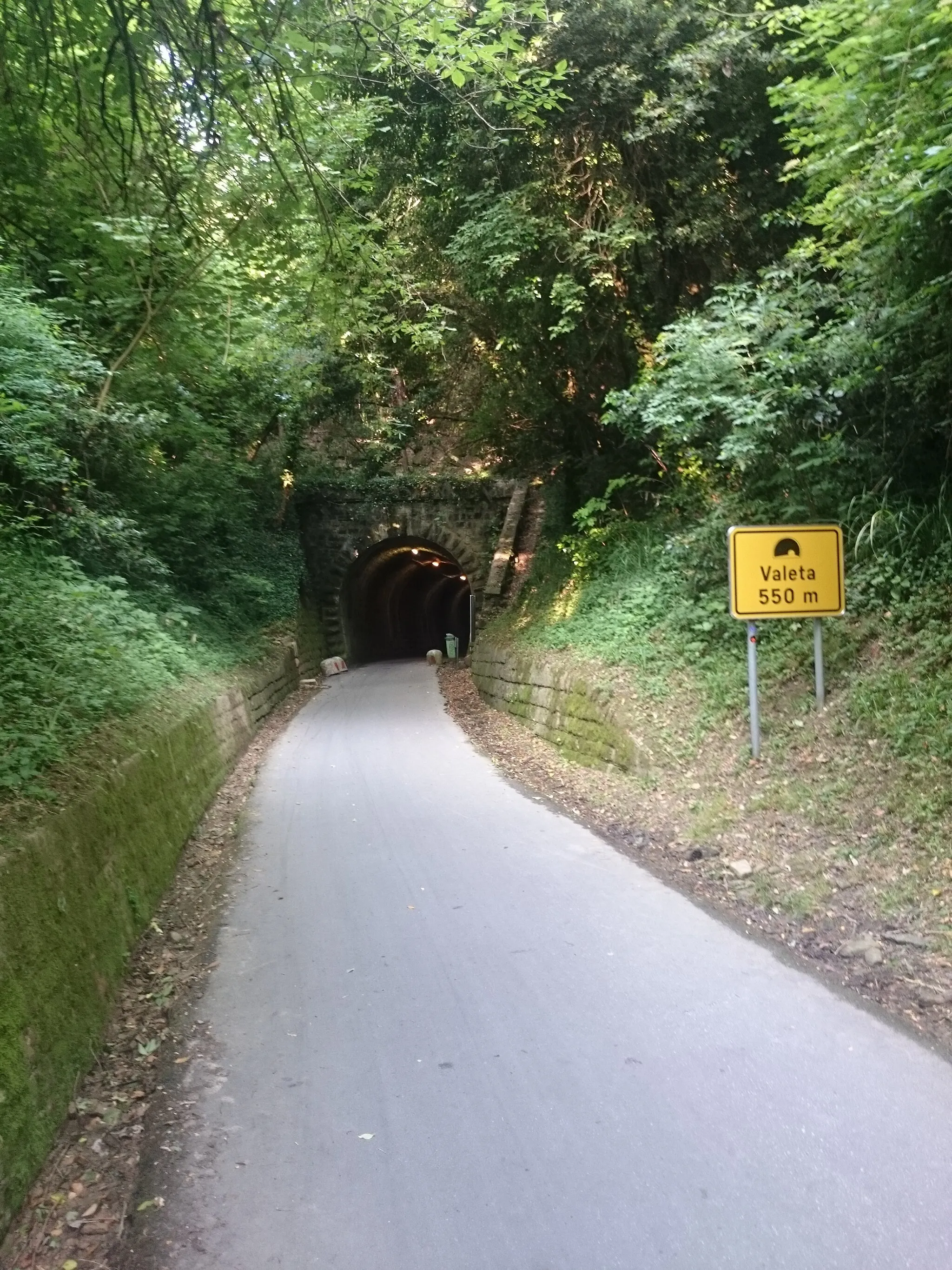 Photo showing: North eastern portal of the Valeta (Lucan) Tunnel on the Strunjan side.