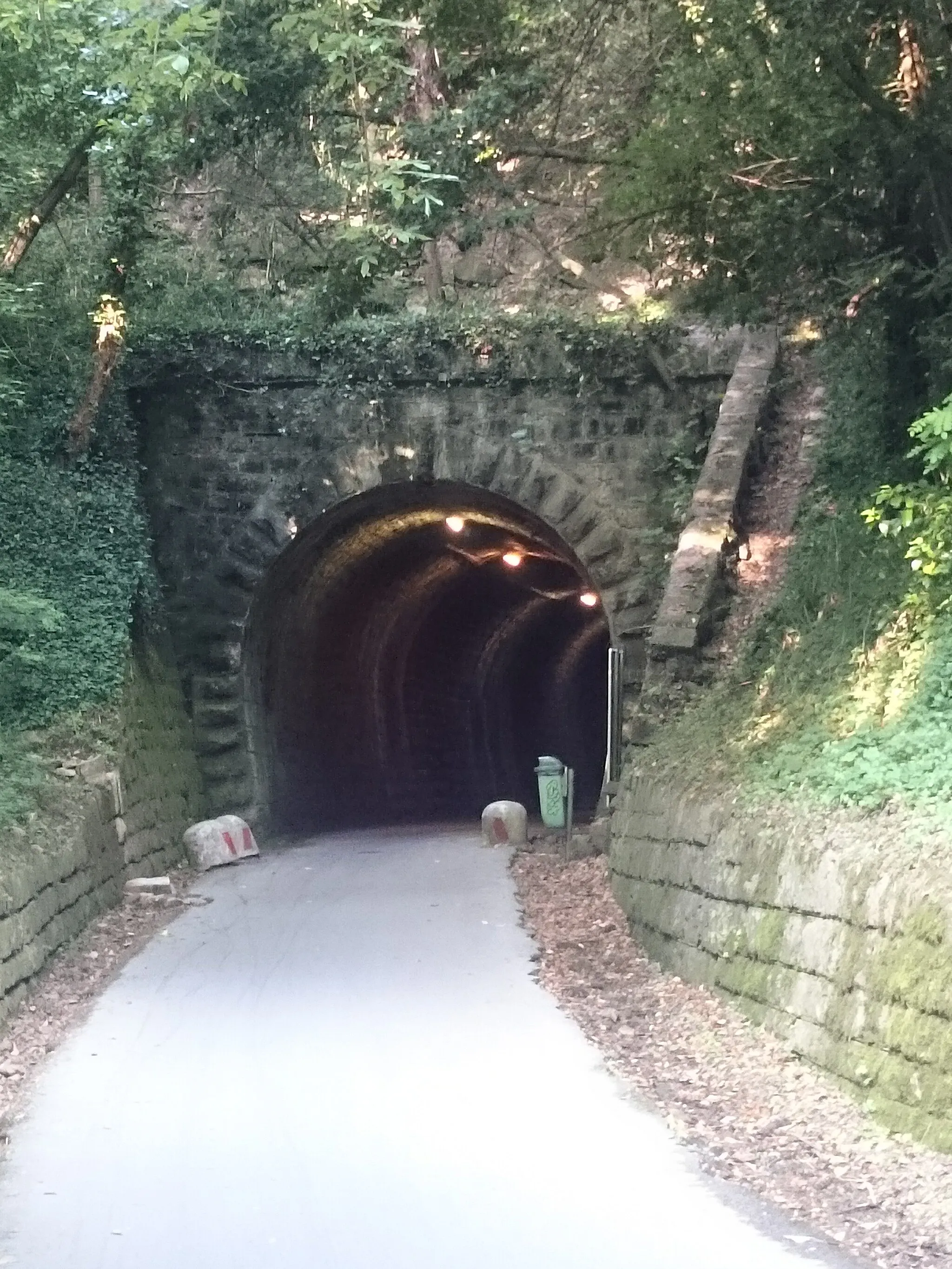Photo showing: North eastern portal of the Valeta (Lucan) Tunnel on the Strunjan side.