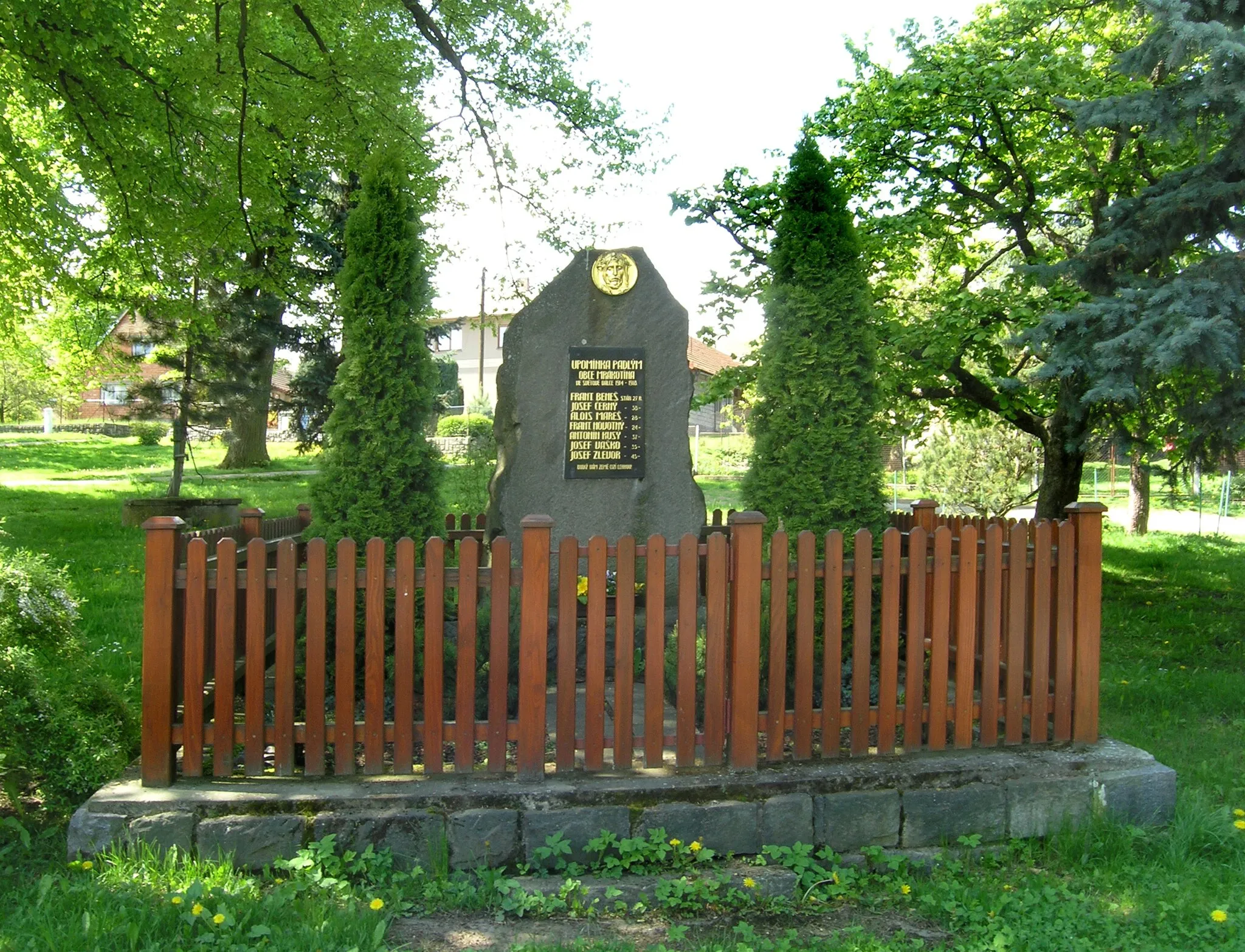 Photo showing: World War I memorial in Mrákotín village, Czech Republic