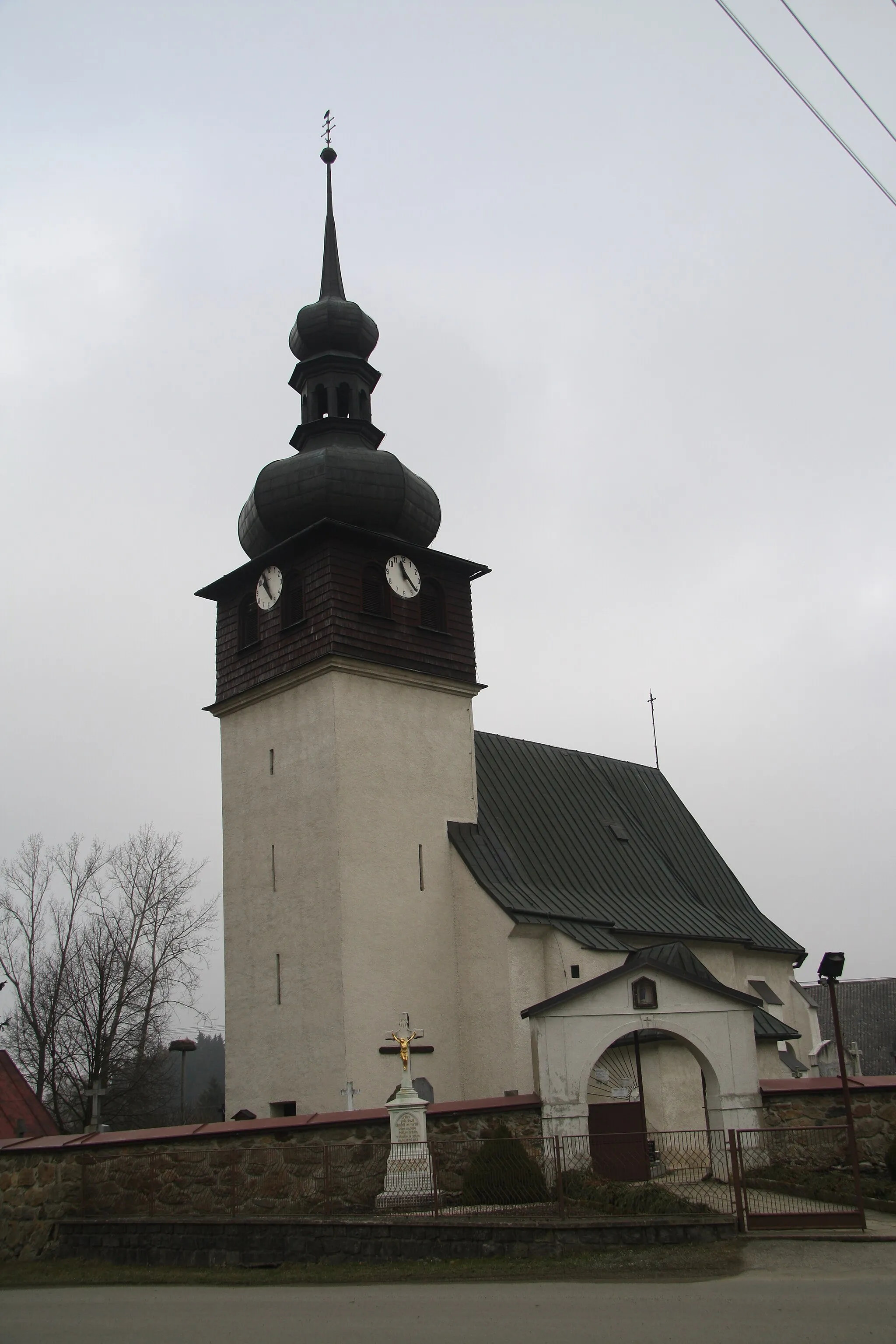 Photo showing: Overview of church of Saint Bartholomew in Bobrůvka, Žďár nad Sázavou District.