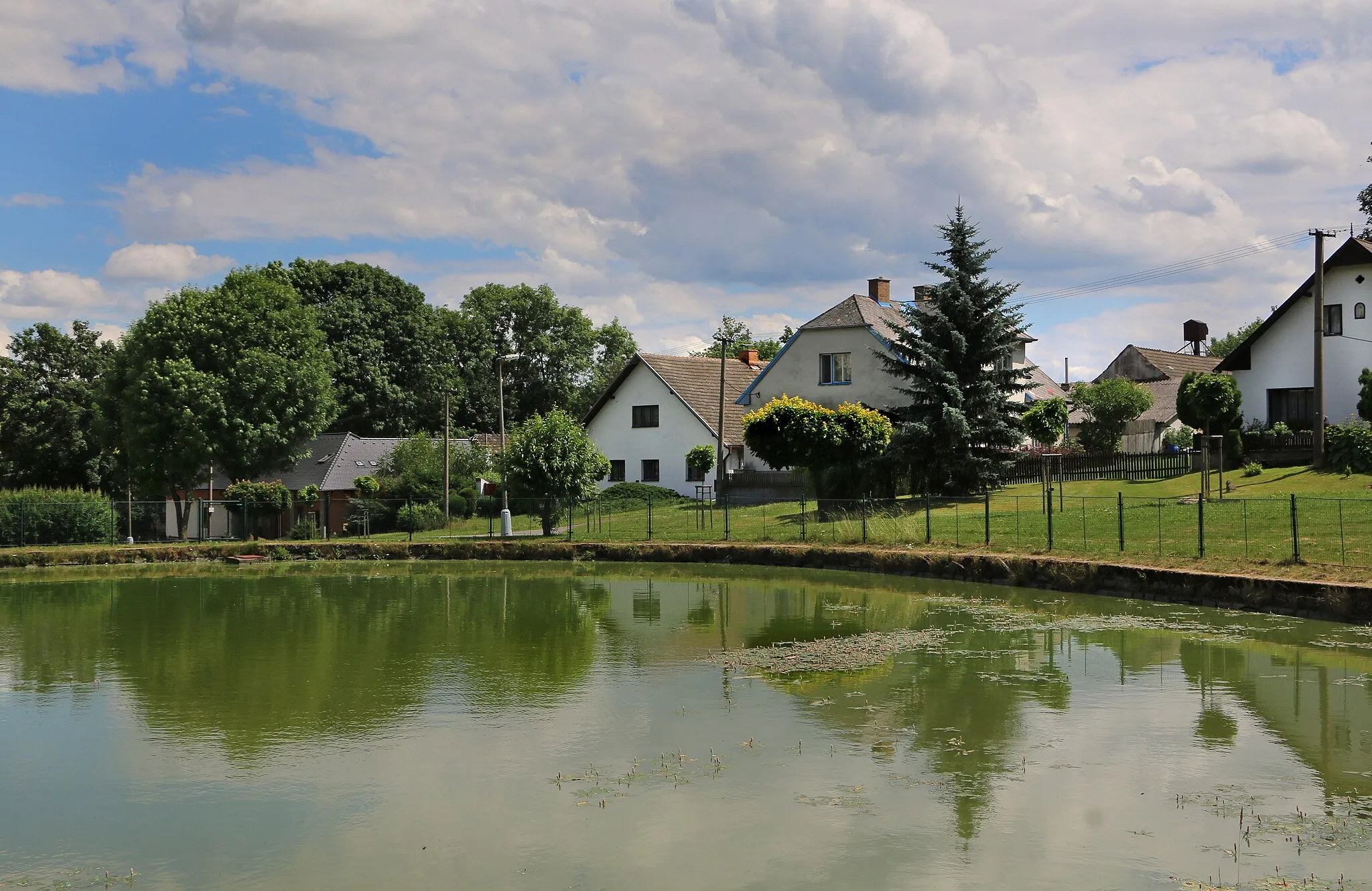 Photo showing: Common pond in Suchá village, Czech Republic.