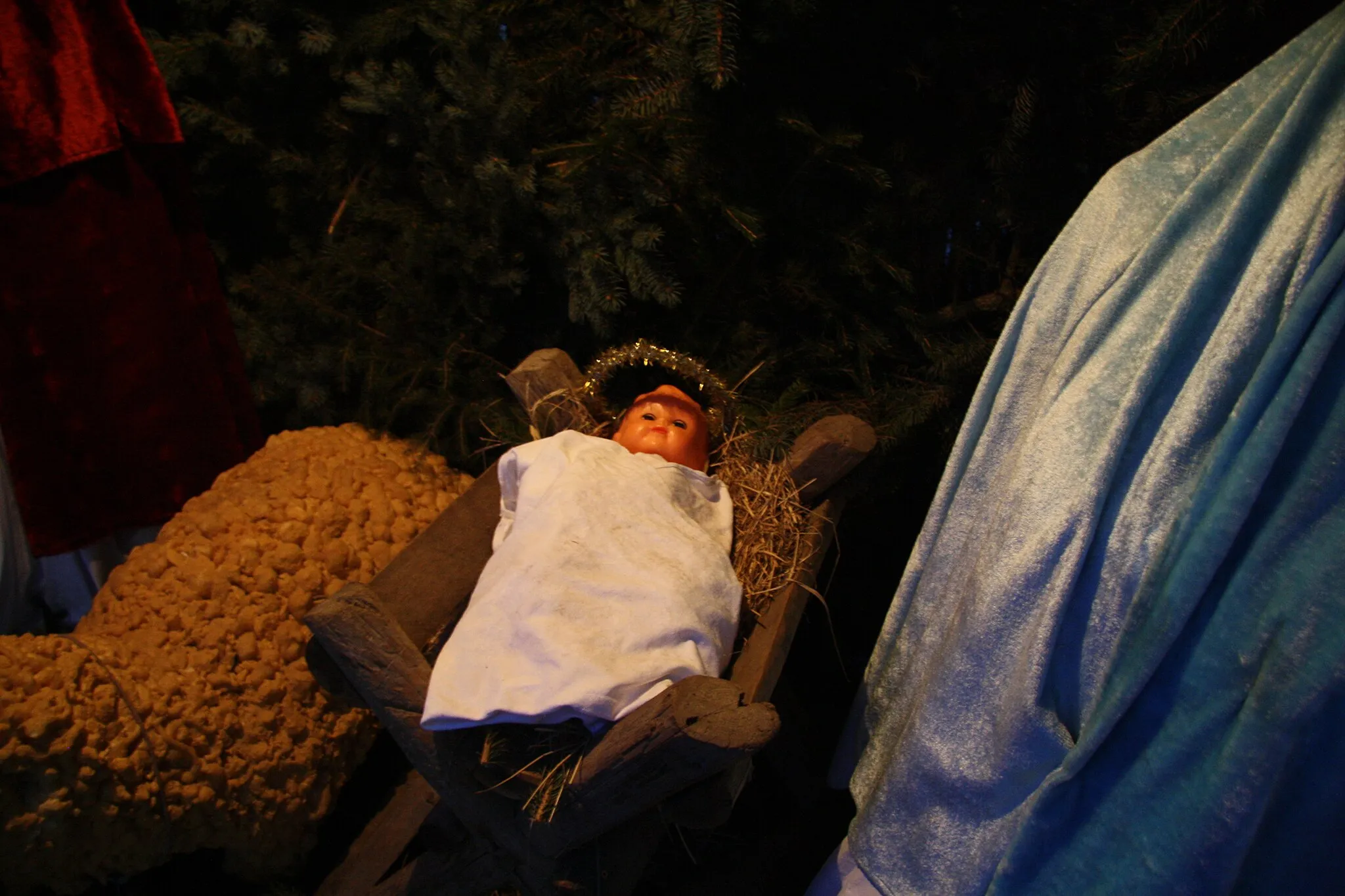 Photo showing: Jesus in christmas crib in Horní Újezd, Třebíč District.