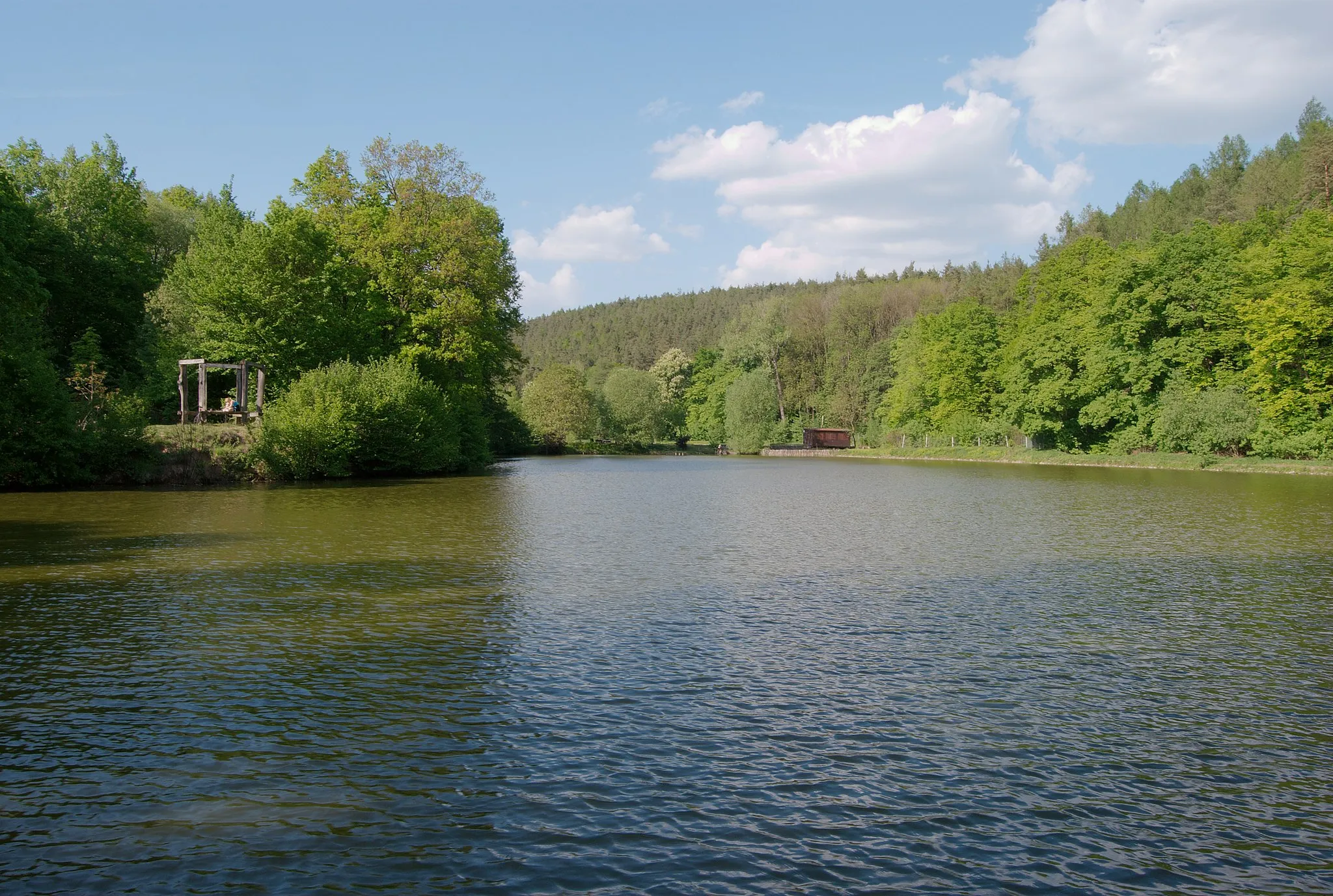 Photo showing: Mokrá Hora - rybník „U Mlýna“, vyfotografovaný od jihu