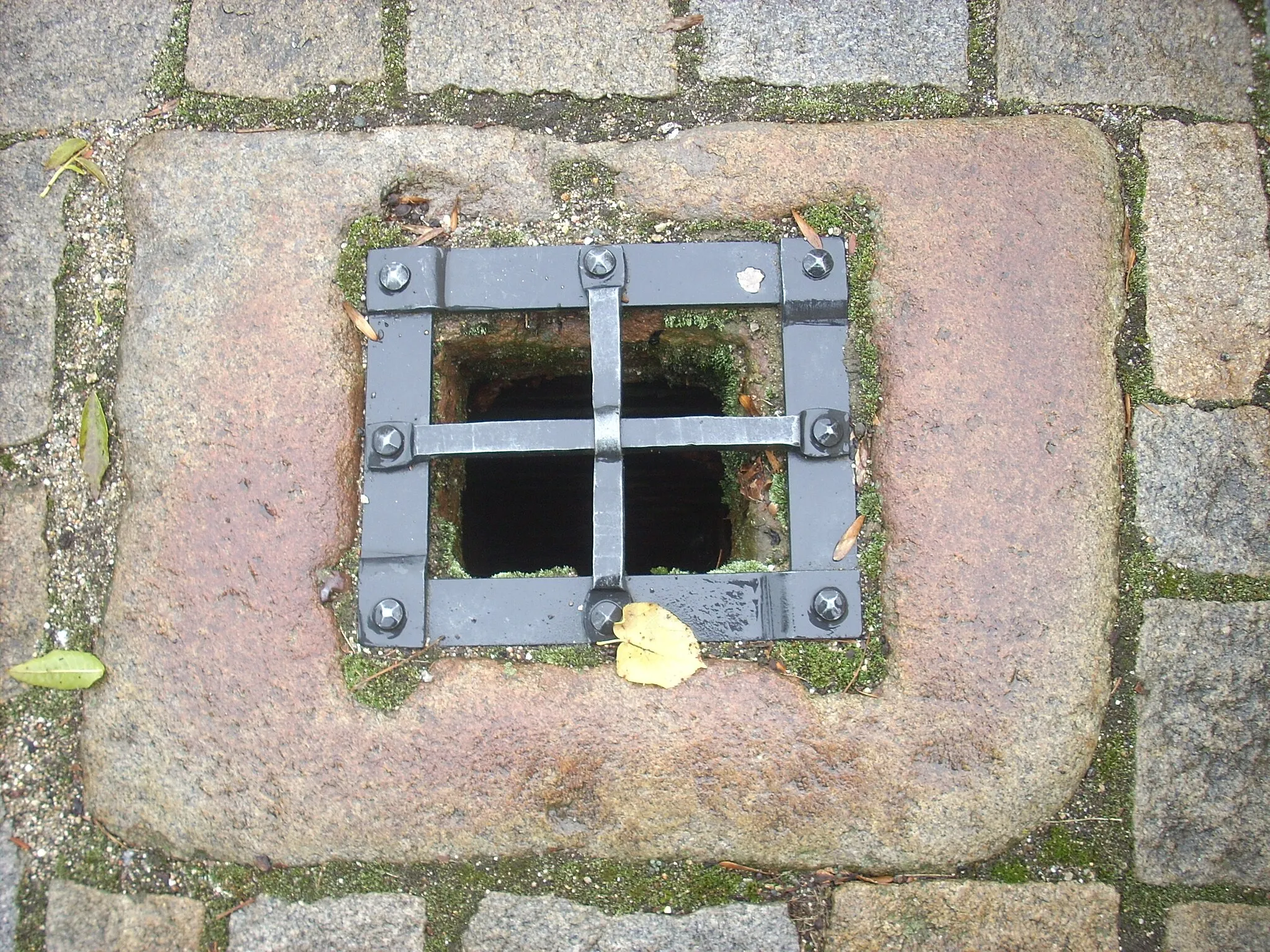 Photo showing: Stone tile with iron in court of Jihlava´s town hall