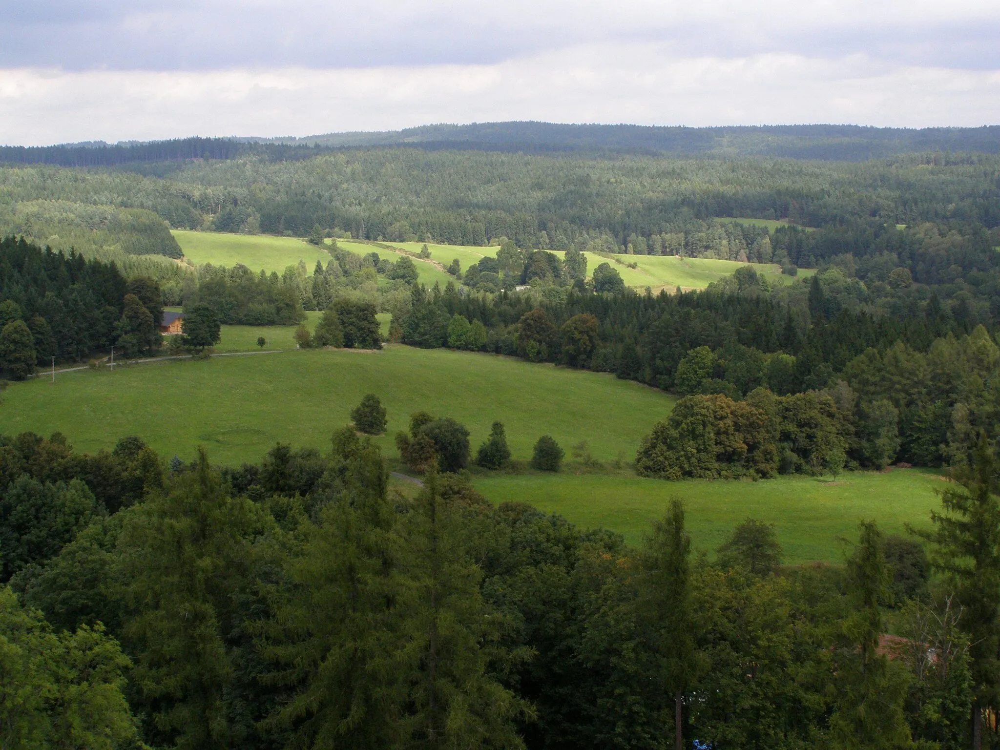 Photo showing: Vysokokamenská vrchovina, pohled z hradu Landštejn