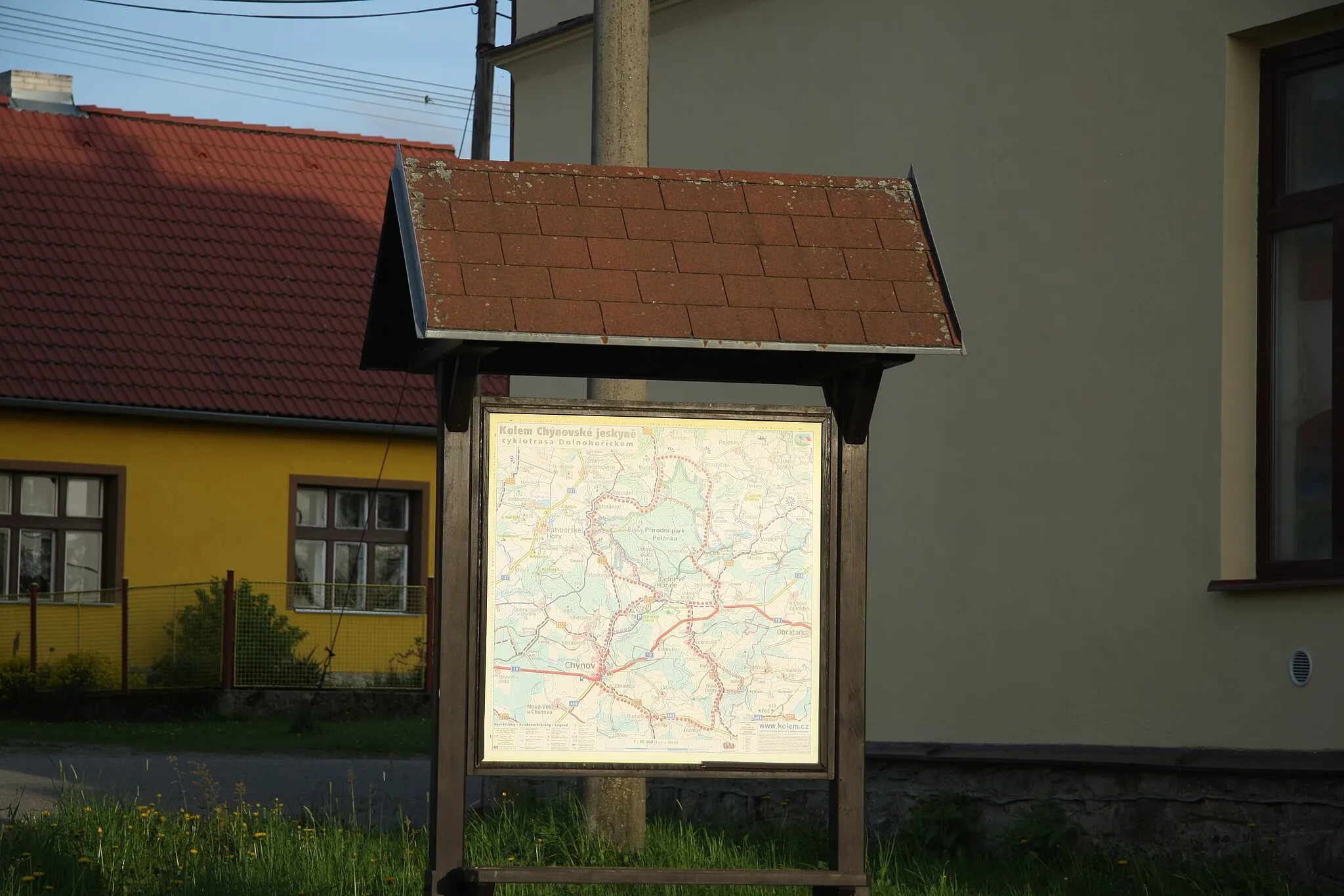 Photo showing: Map of region Kolem Chýnovské jeskyně in Pořín, Dolní Hořice, Tábor District.