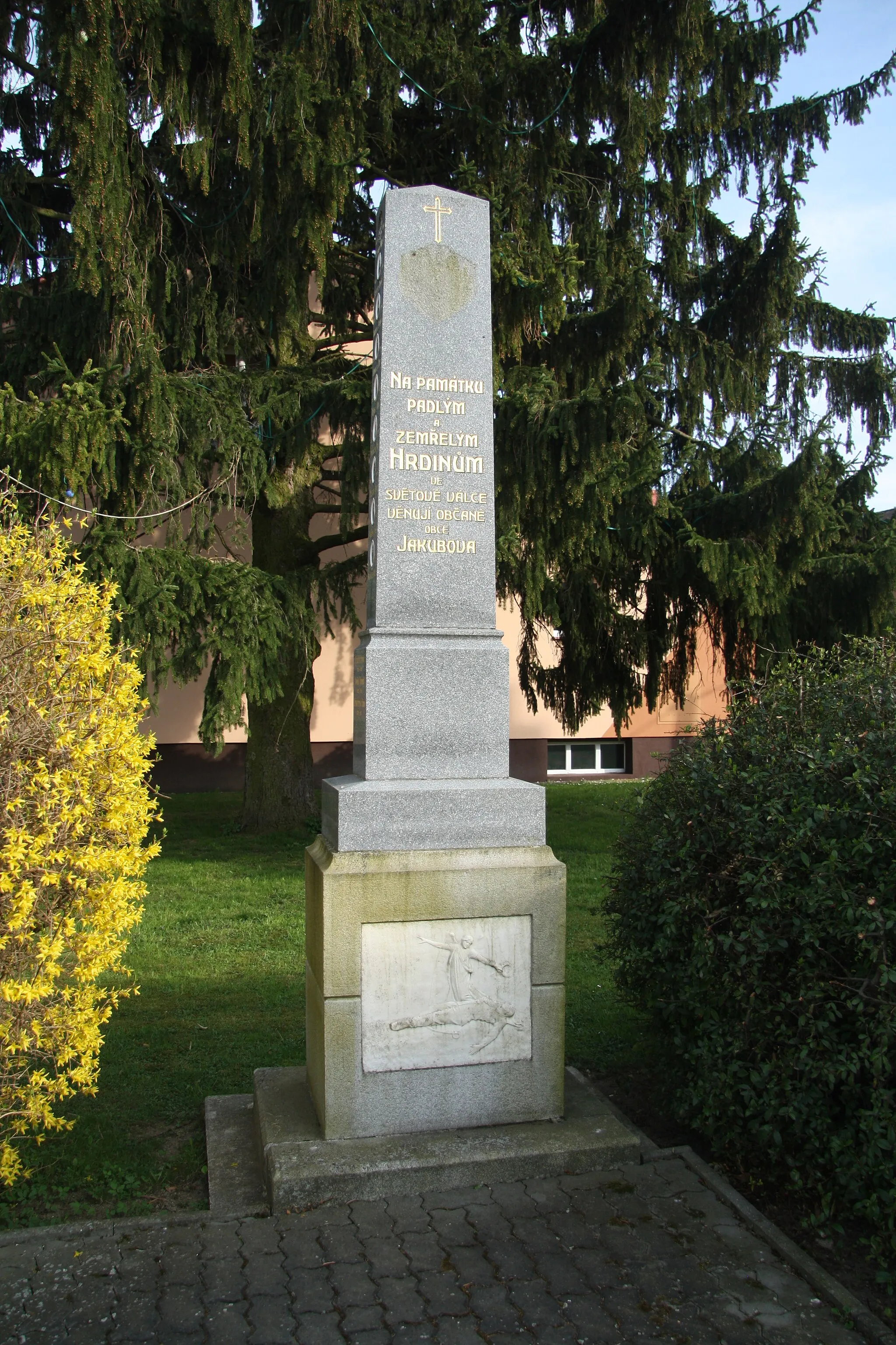 Photo showing: World War I memorial in Jakubov u Moravských Budějovic, Třebíč District.