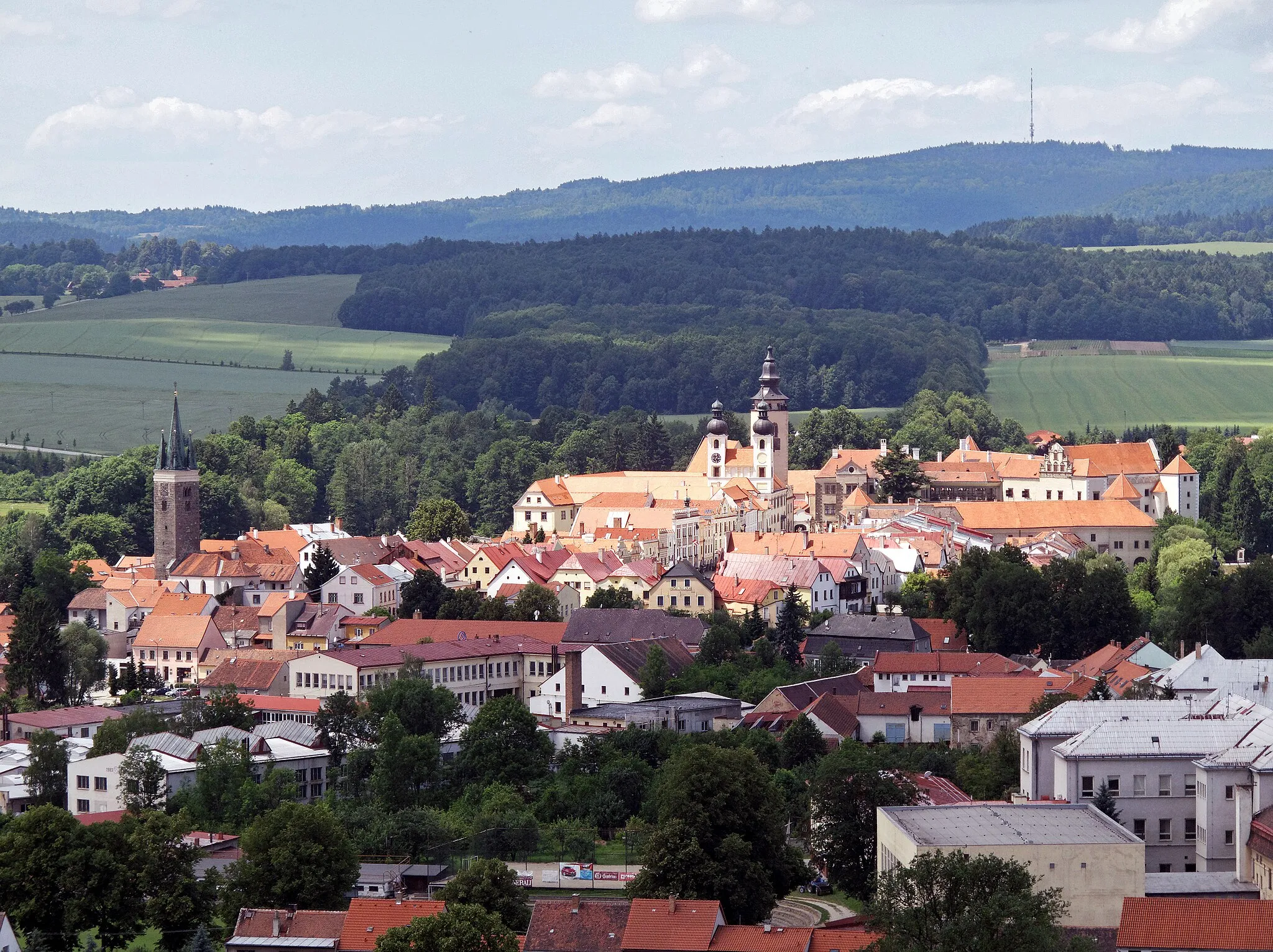 Photo showing: Telc viewed from Oslednice observation tower