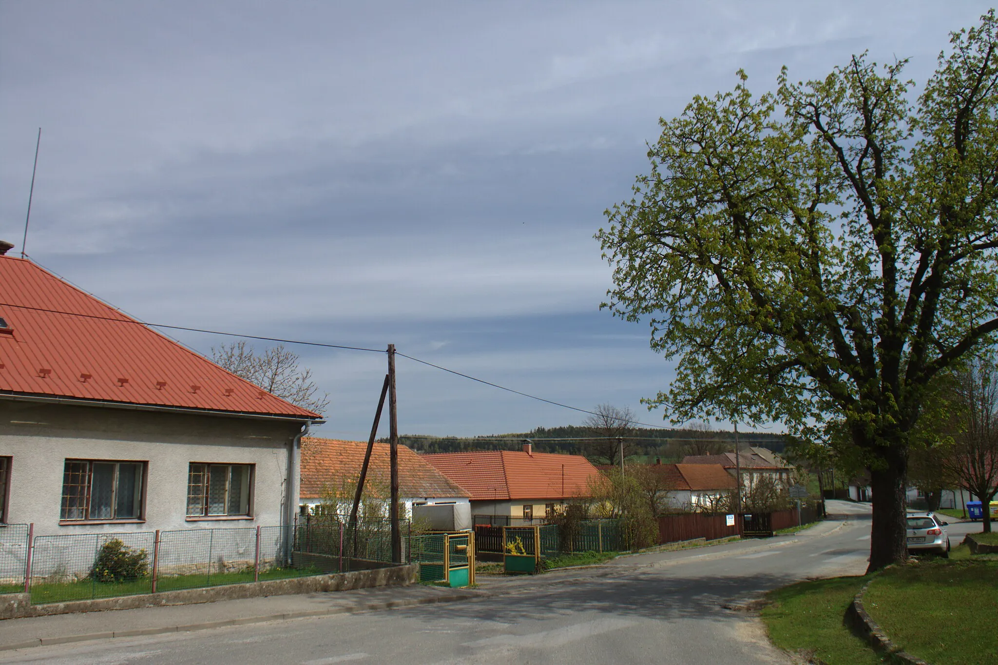 Photo showing: A common in the central part of the village of Ústrašín, Vysočina Region, CZ