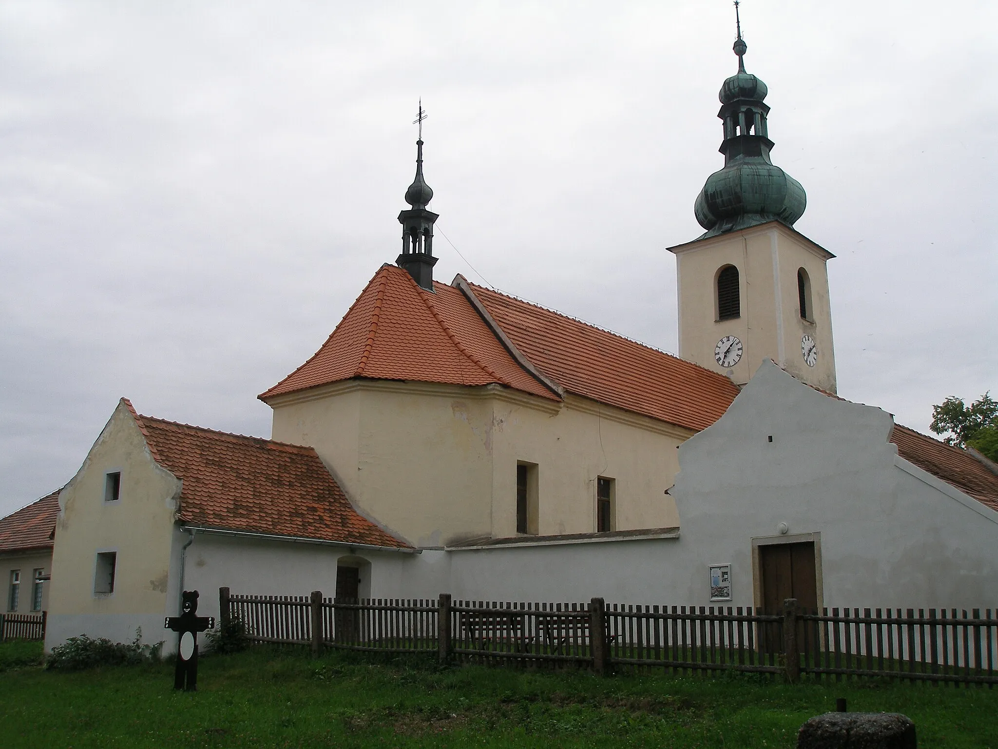 Photo showing: Church of St. John of Nepomuk in the village of Svatý Jan nad Malší, South Bohemian Region, Czech Republic, as seen from the northeast