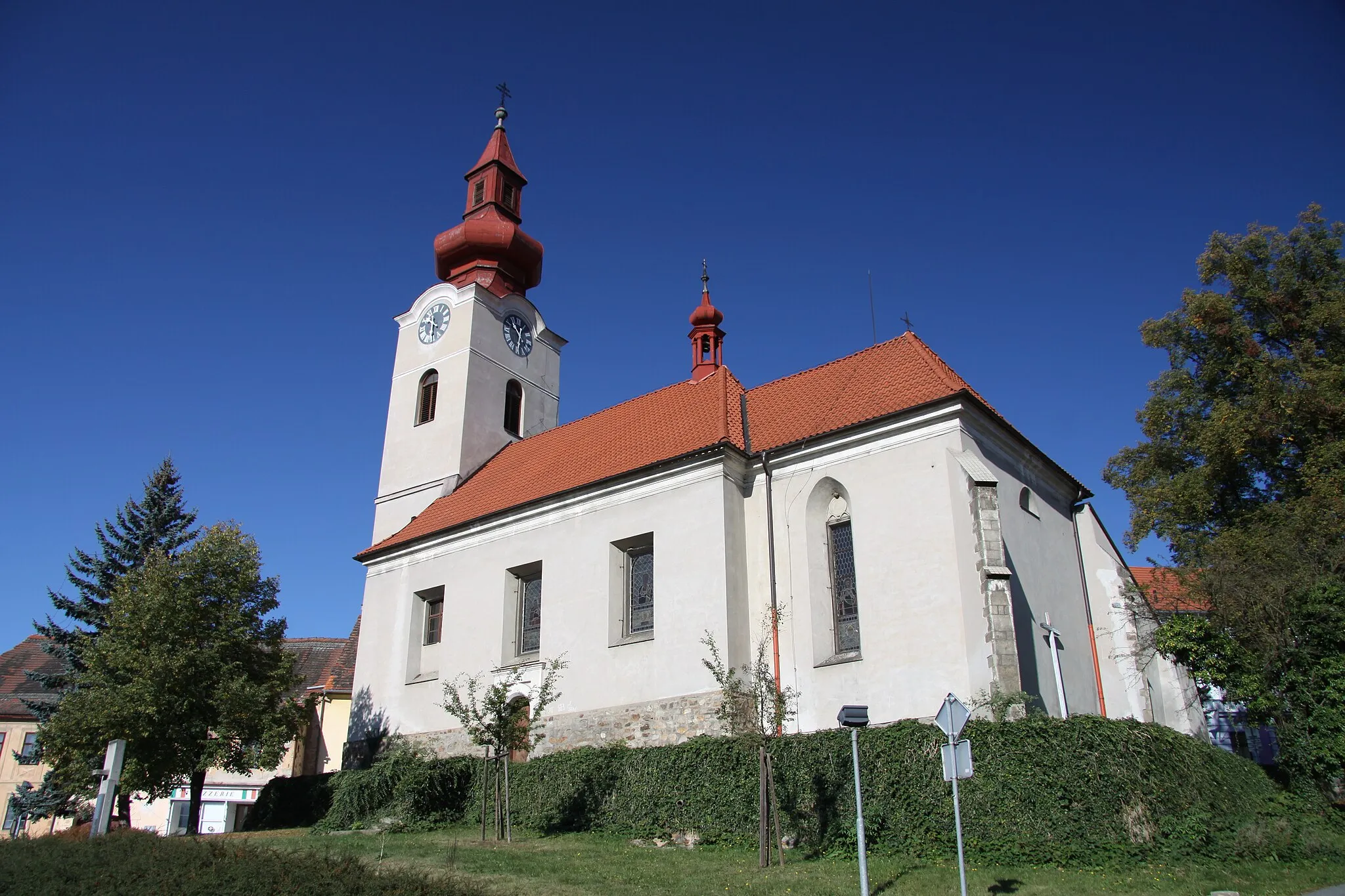 Photo showing: Husinec town in Prachatice District, Czech Republic. Church.