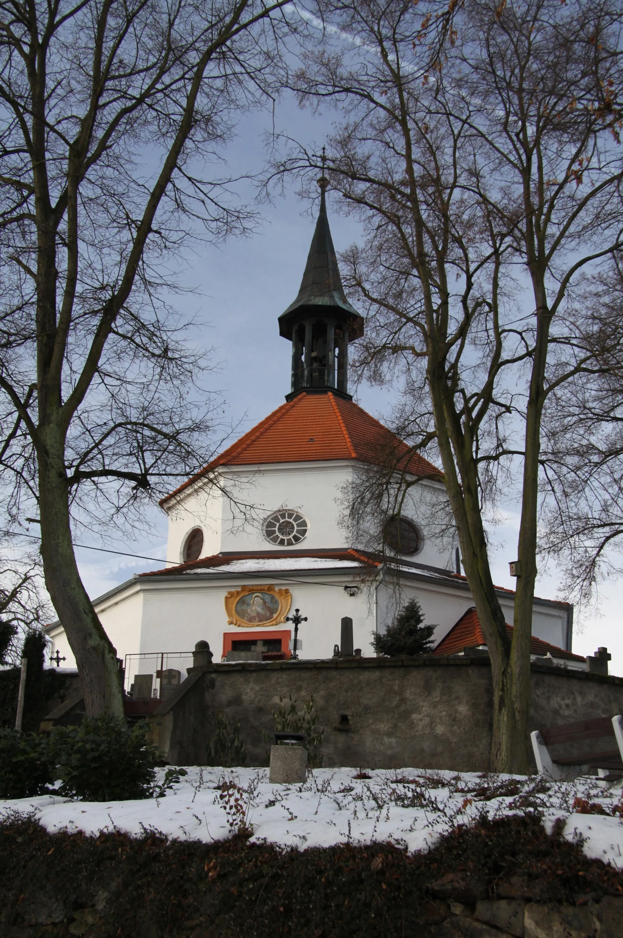 Photo showing: Skočice village in Strakonice District, Czech Republic. Church