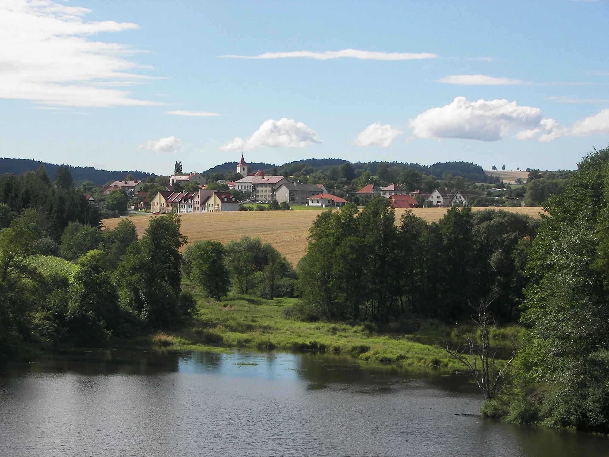Photo showing: Market town of Borotin (Tábor District) as seen from local "Old Castle" (Stary zamek).