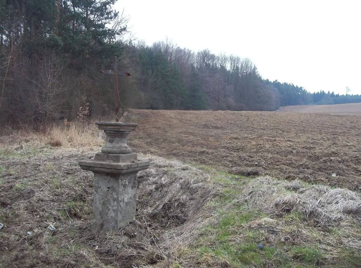 Photo showing: Wayside cross in Dnešice in Plzeň-South District – entry no. 1328.