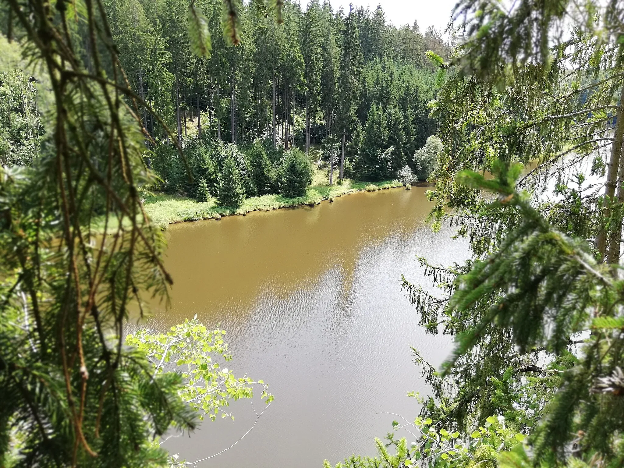 Photo showing: The Vltava valley below the defunct Baba fort. Bird area Hlubocké obory