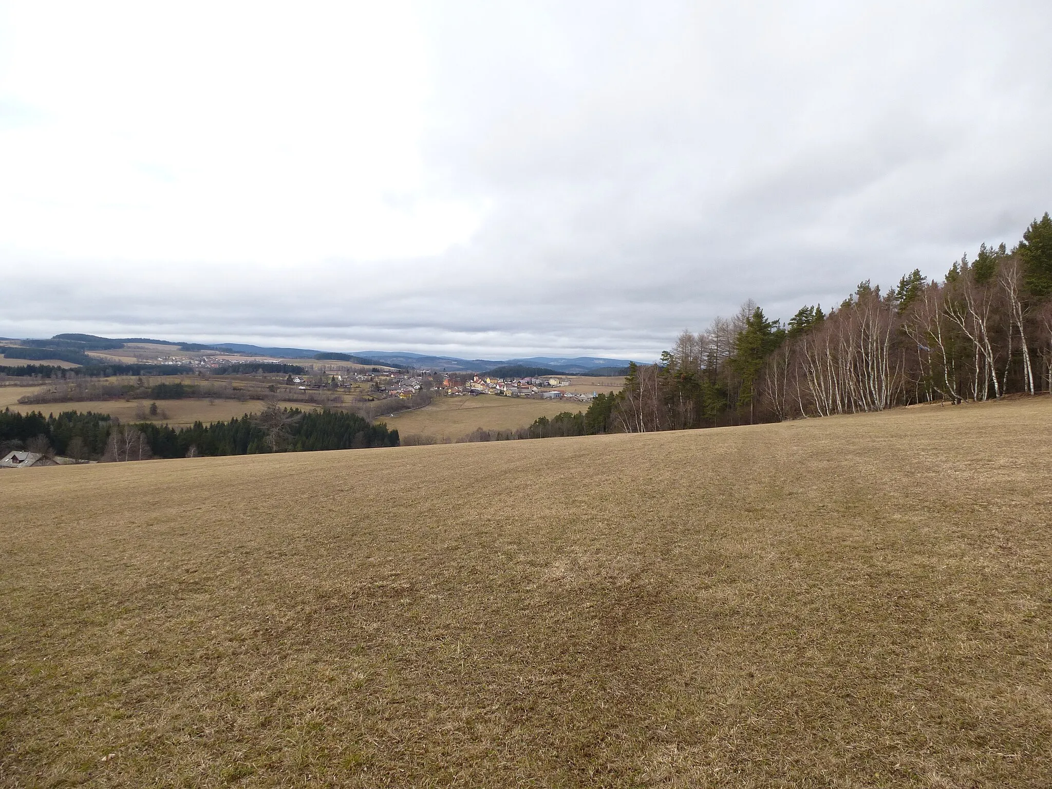 Photo showing: View of Šumavské Hoštice from Škarez