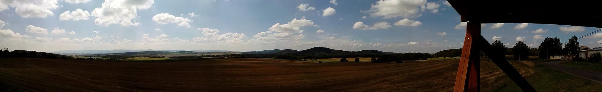 Photo showing: Panorama view from the viewpoint in Semněvice, Plzeň Region, Czech Republic.