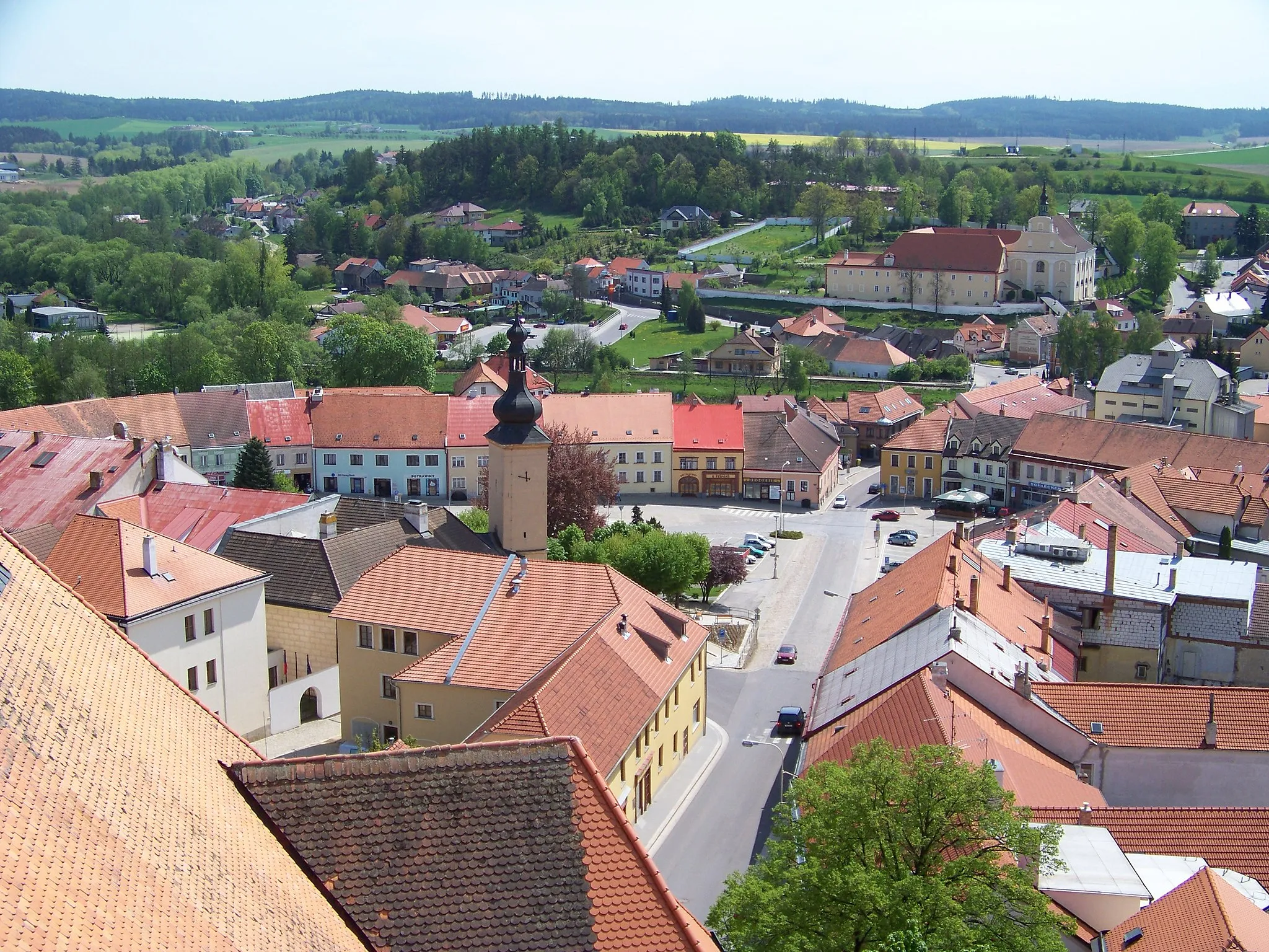 Photo showing: Dačice, South Bohemian Region, the Czech Republic. A view from city tower.