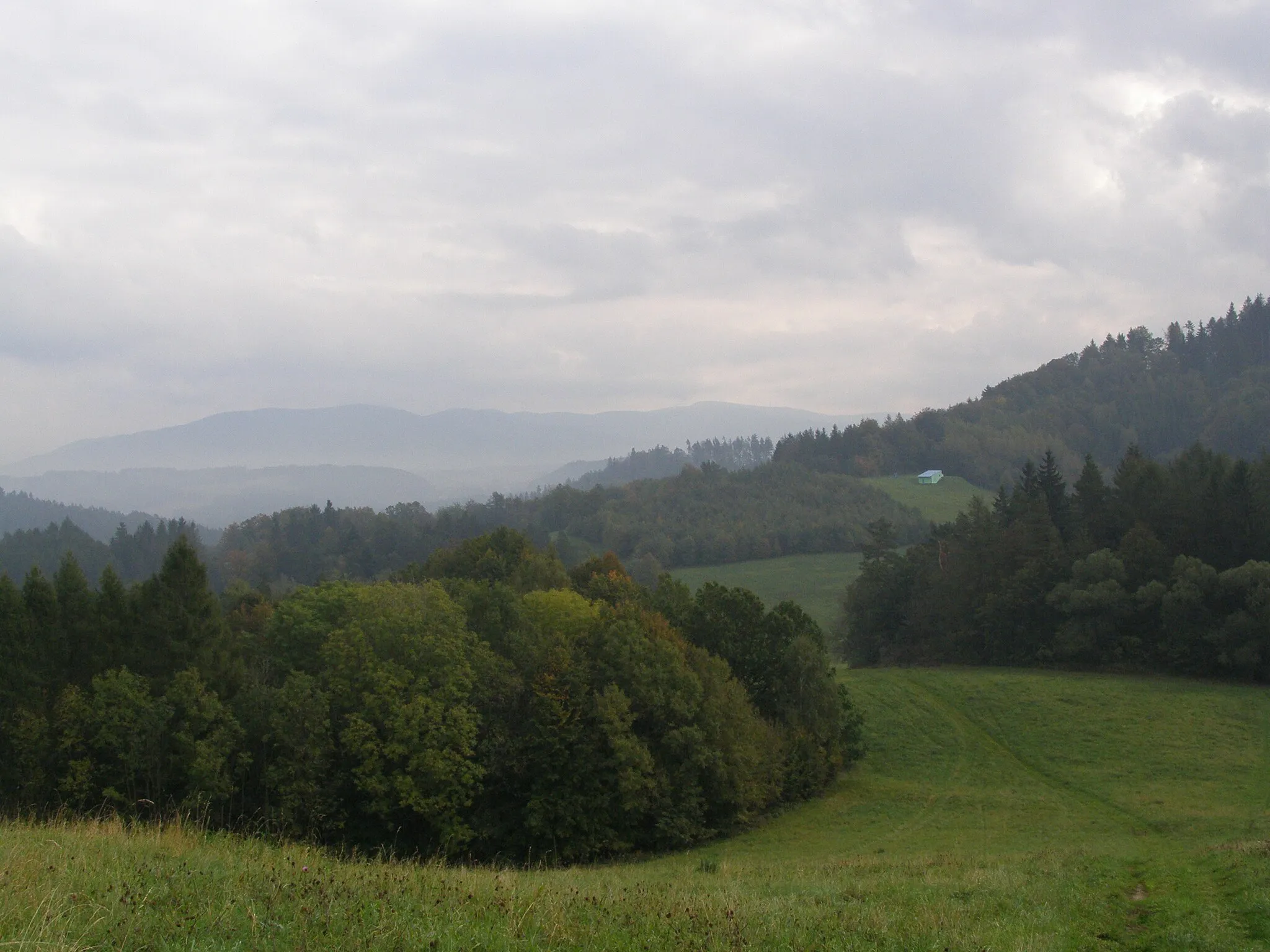 Photo showing: Metylovická pahorkatina, výhled z lokality Lišky na východ