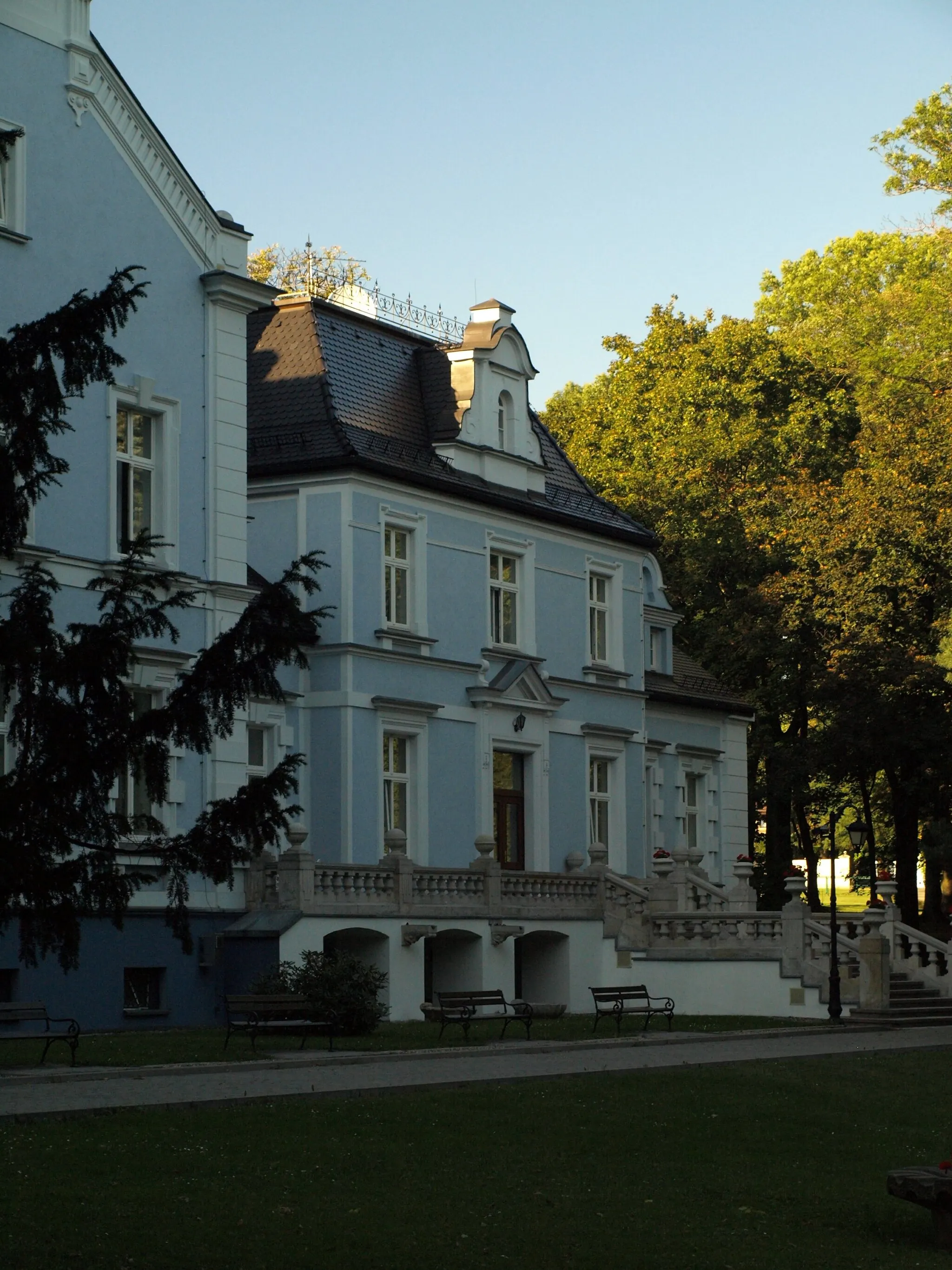 Photo showing: Zespół dworsko-parkowy: pałac, kaplica z klasztorkiem
Wodzisław Śląski Kokoszyce, Wodzisław Śląski