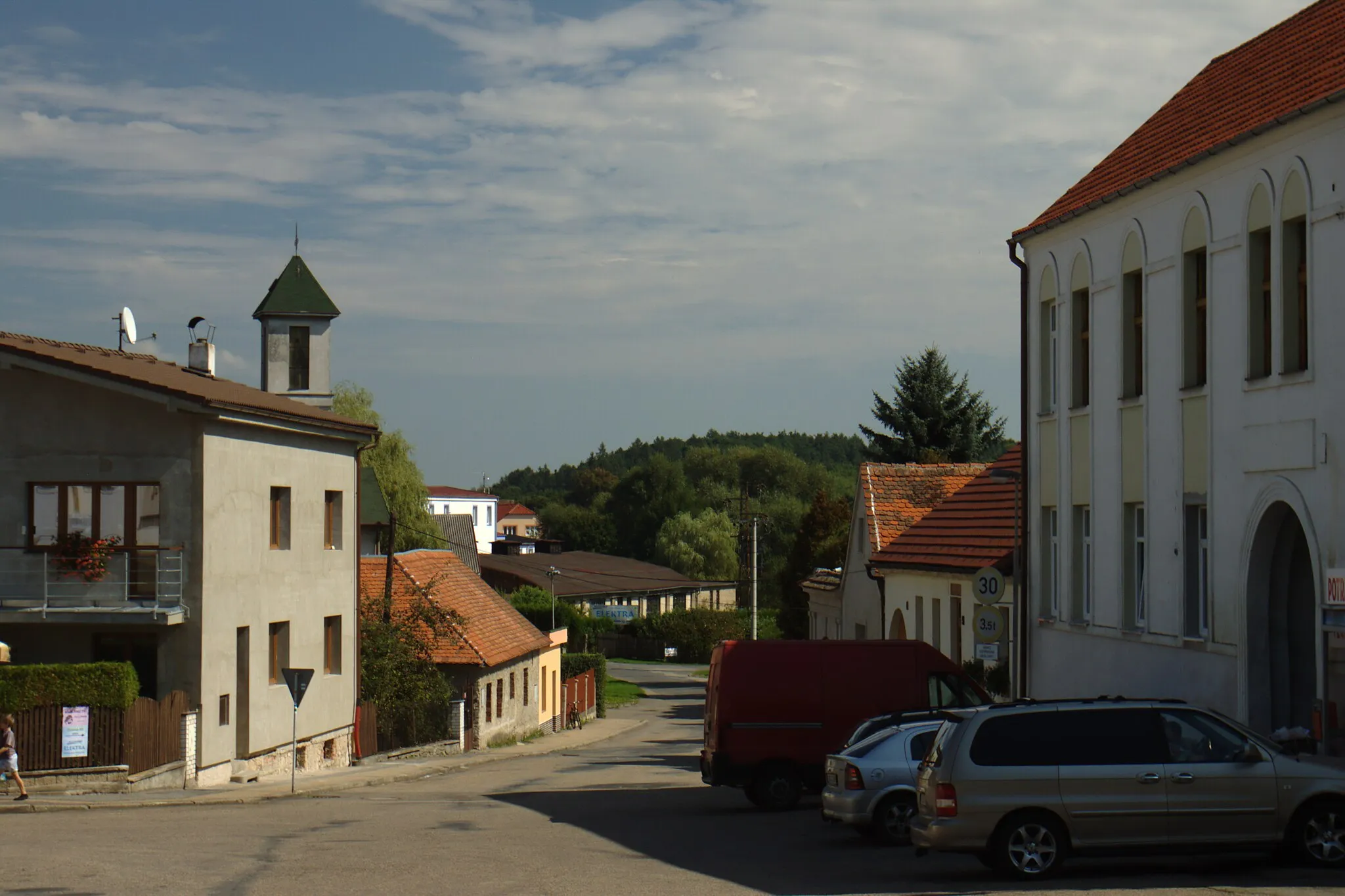 Photo showing: Main road in Netvořice, Central Bohemia