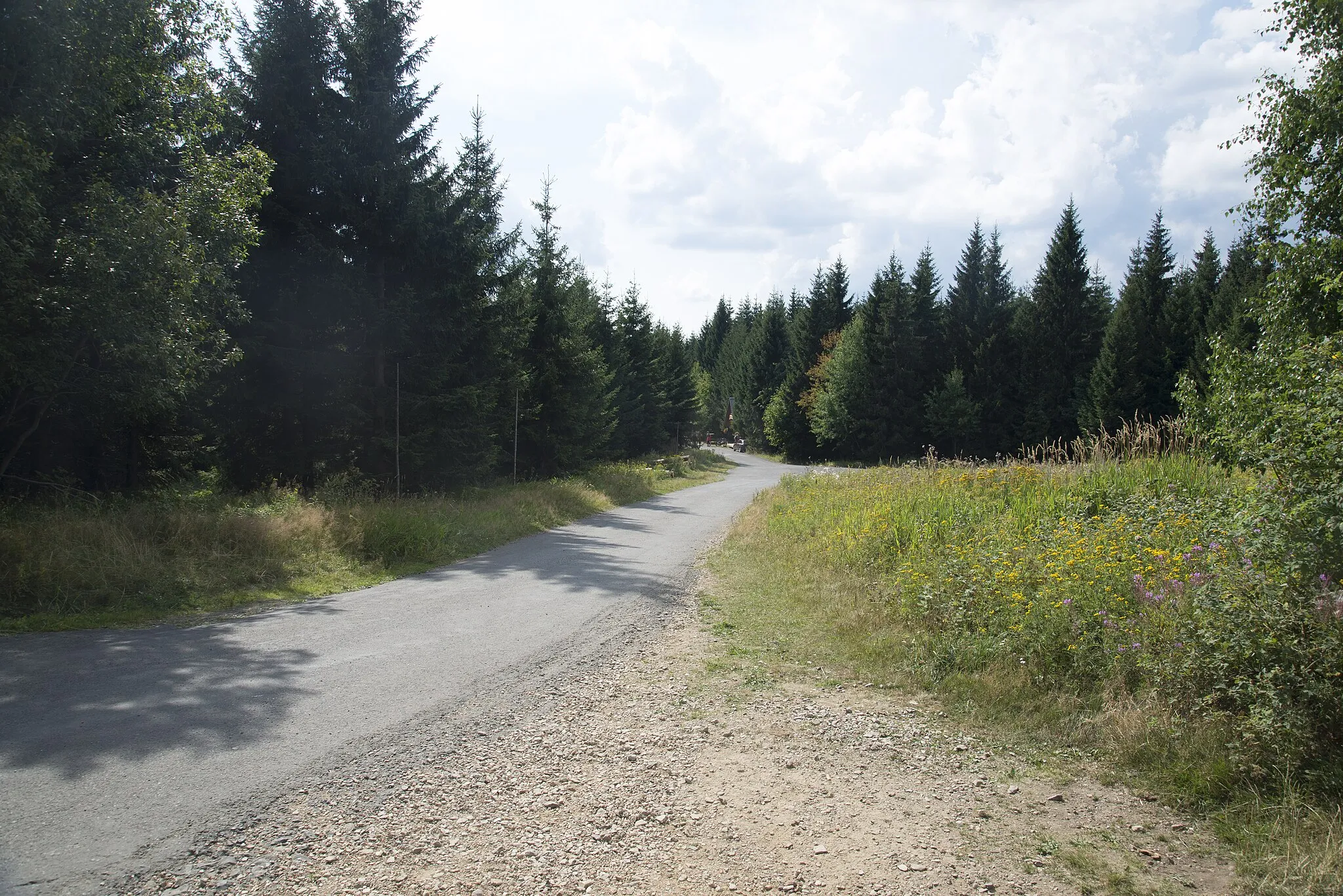 Photo showing: View from signpost to buffet, Ručičky Crossroads, Horní Rokytnice nad Jizerou, Rokytnice nad Jizerou, District Semily, Česko