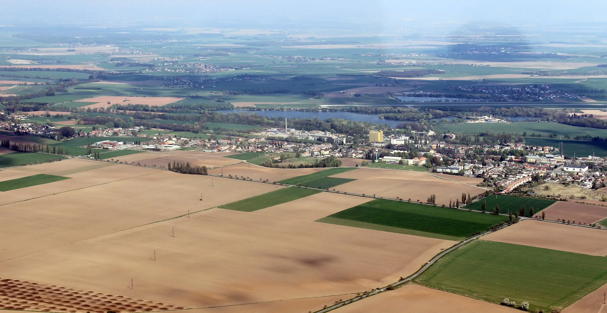 Photo showing: Village Předměřice nad Labem from air, eastern Bohemia, Czech Republic