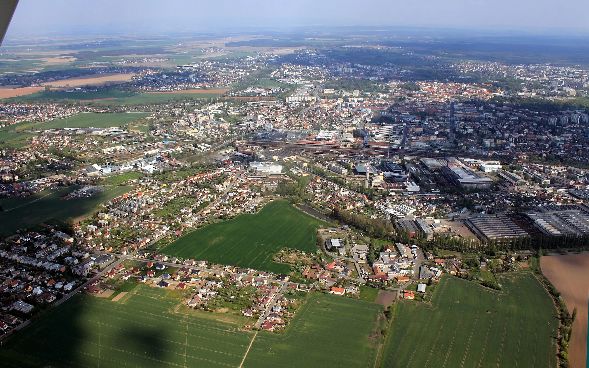 Photo showing: Town Hradec Králové from air, eastern Bohemia, Czech Republic